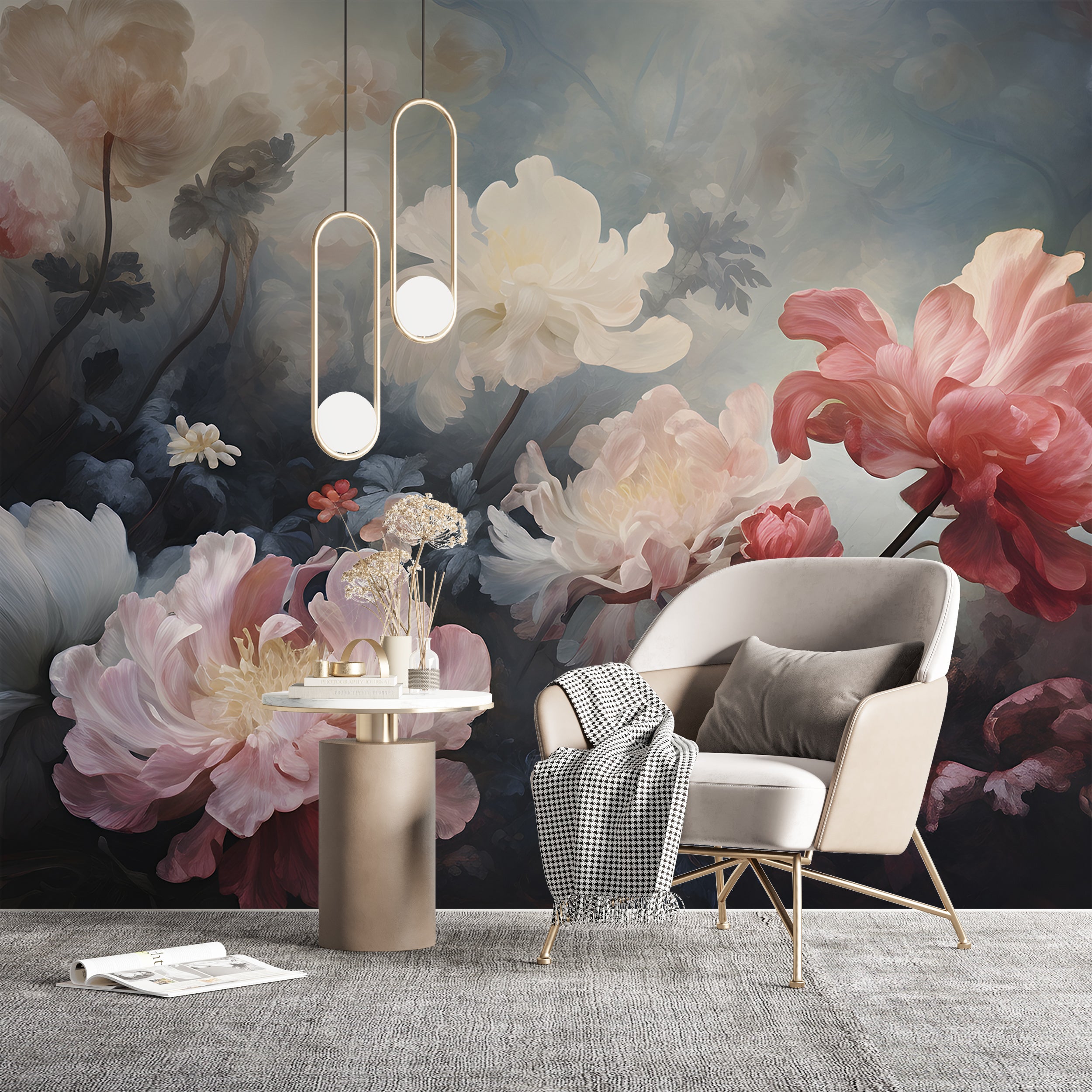 Dark Floral Peel and Stick Mural