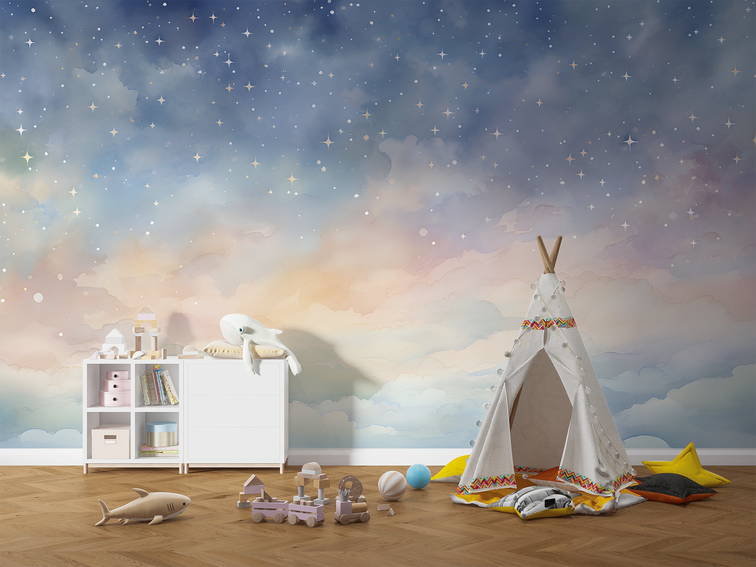 Watercolor Stars in the Sky Wallpaper