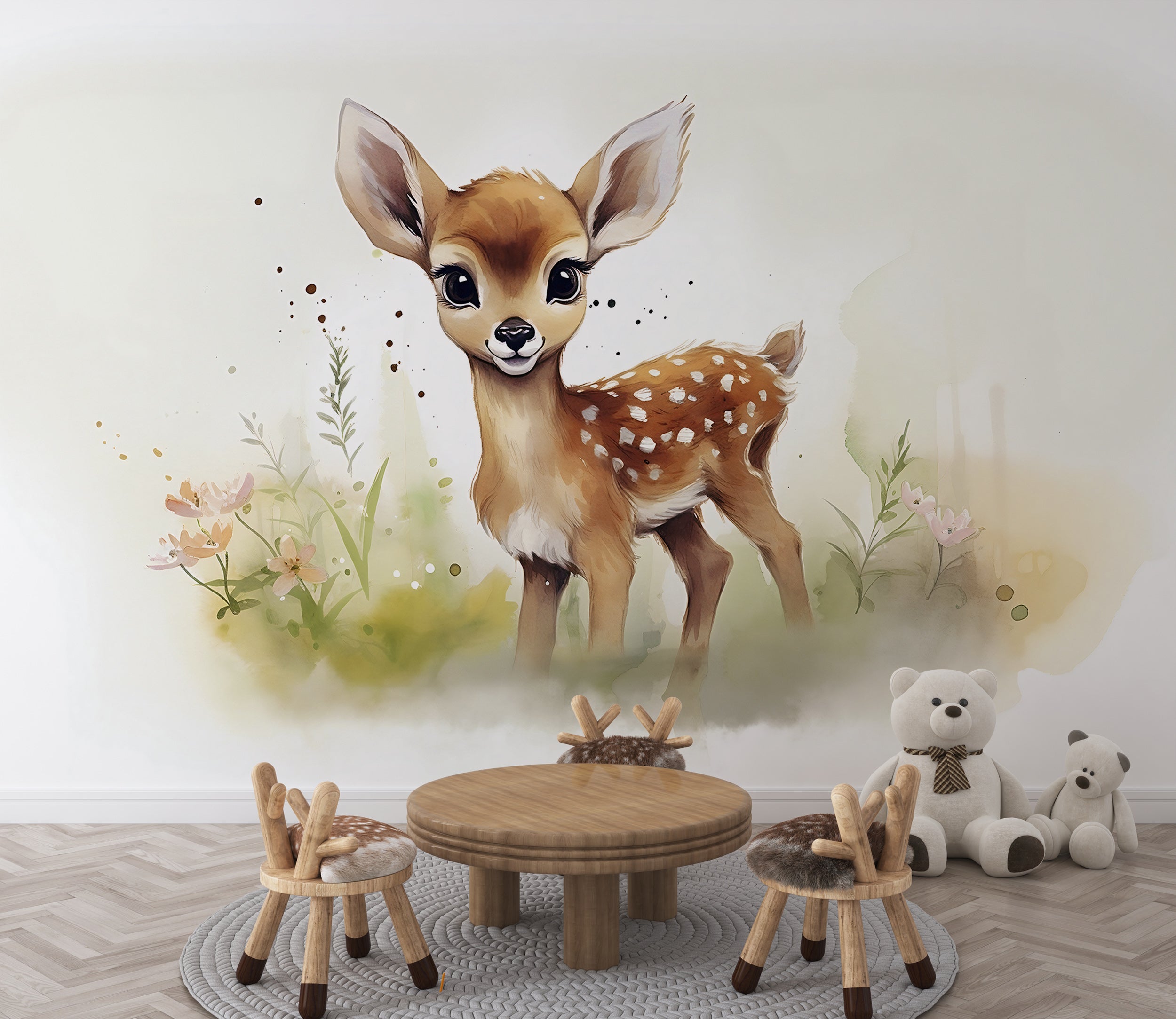 Watercolor Woodland Nursery Wallpaper