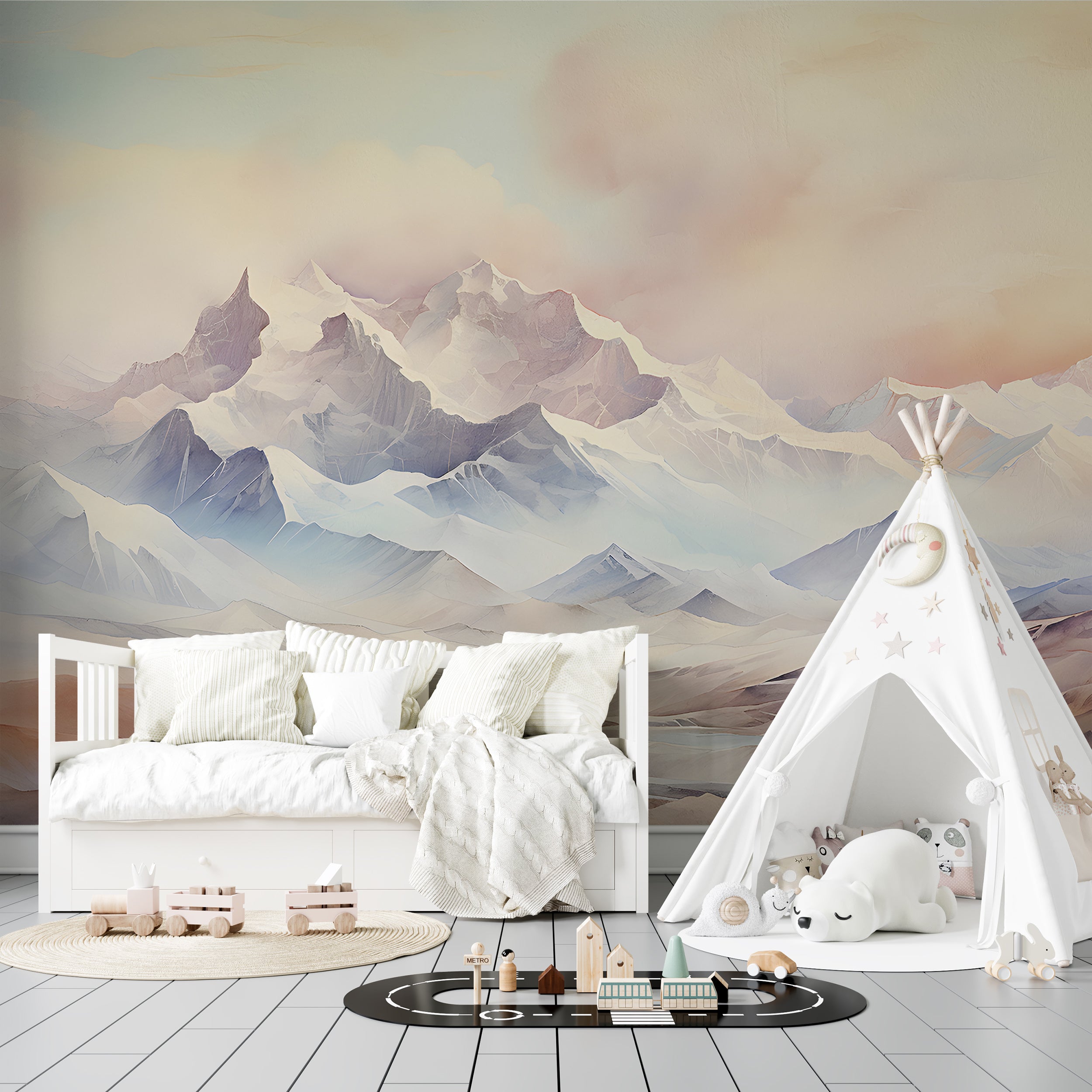 Snowy Mountain Peaks Wall Decal