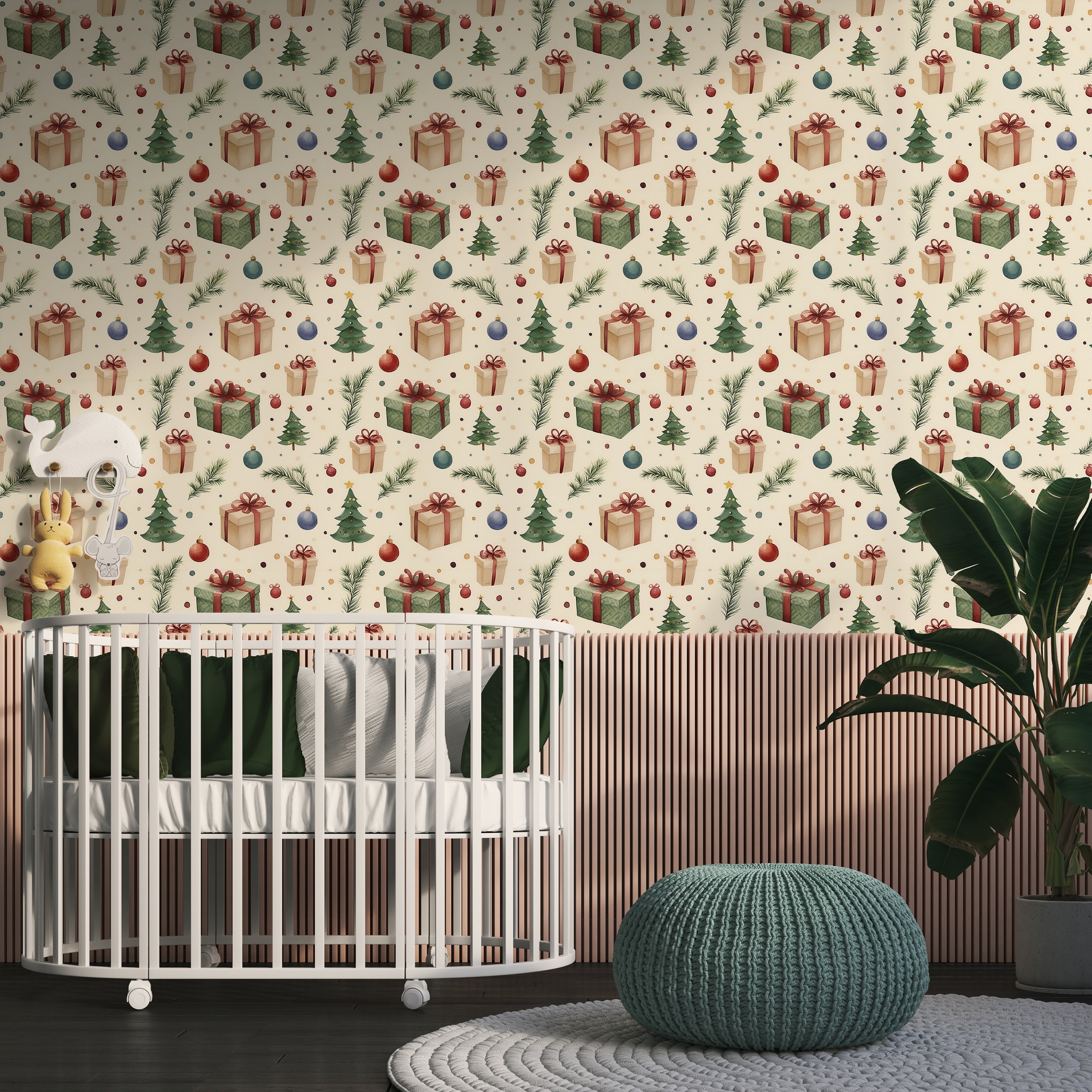 Vintage Christmas Artistry in Wallpaper