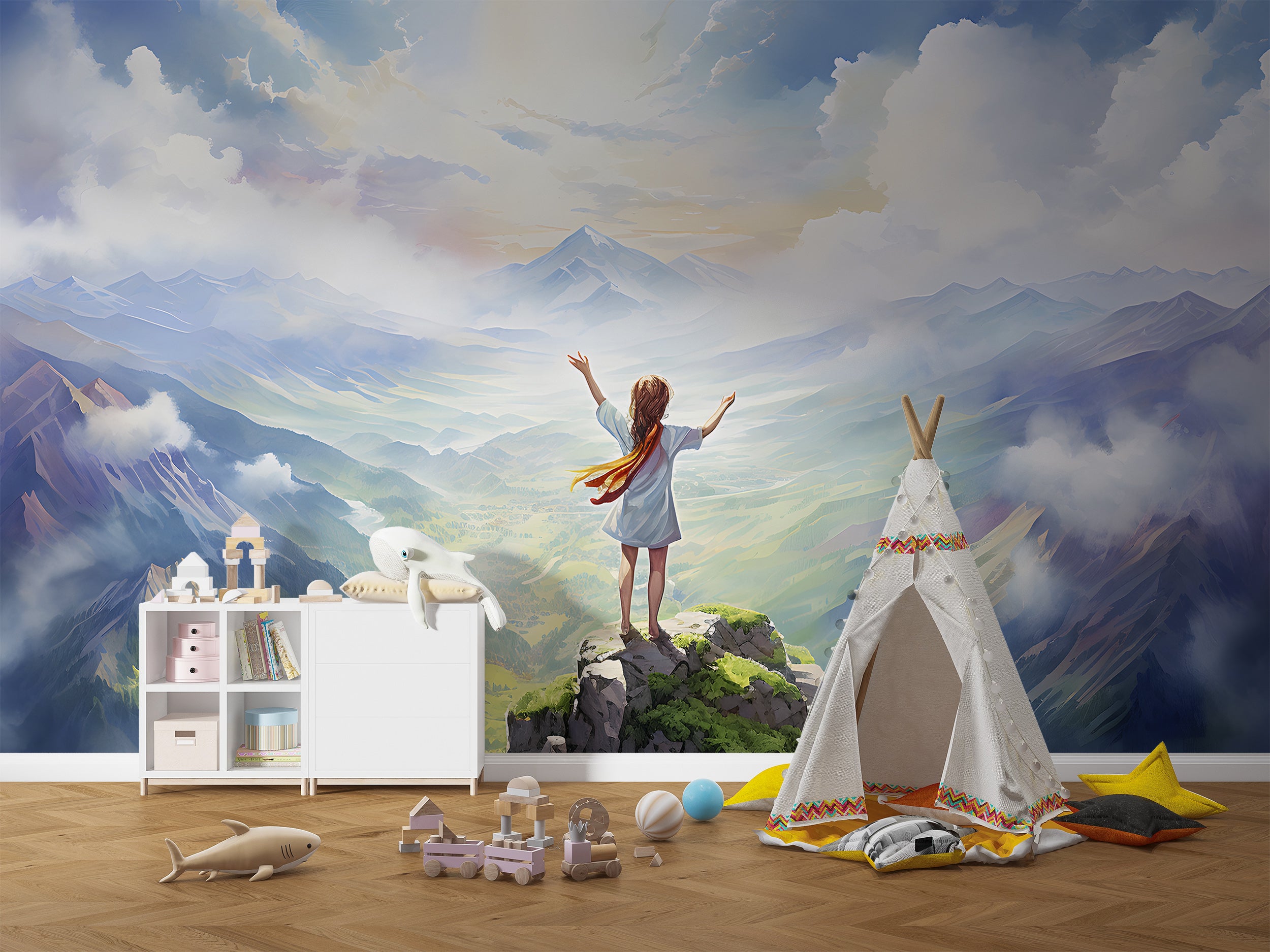Nursery Mountains Mural for Kids Room