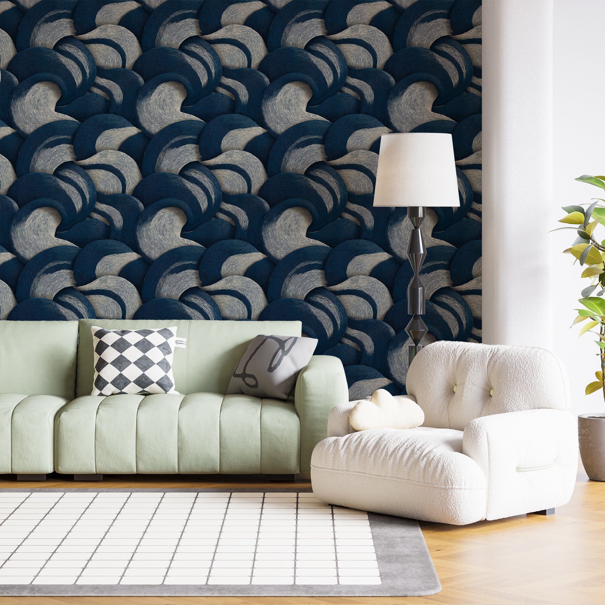 Organic motion-inspired wallpaper pattern
Flowing lines in abstract wallpaper design