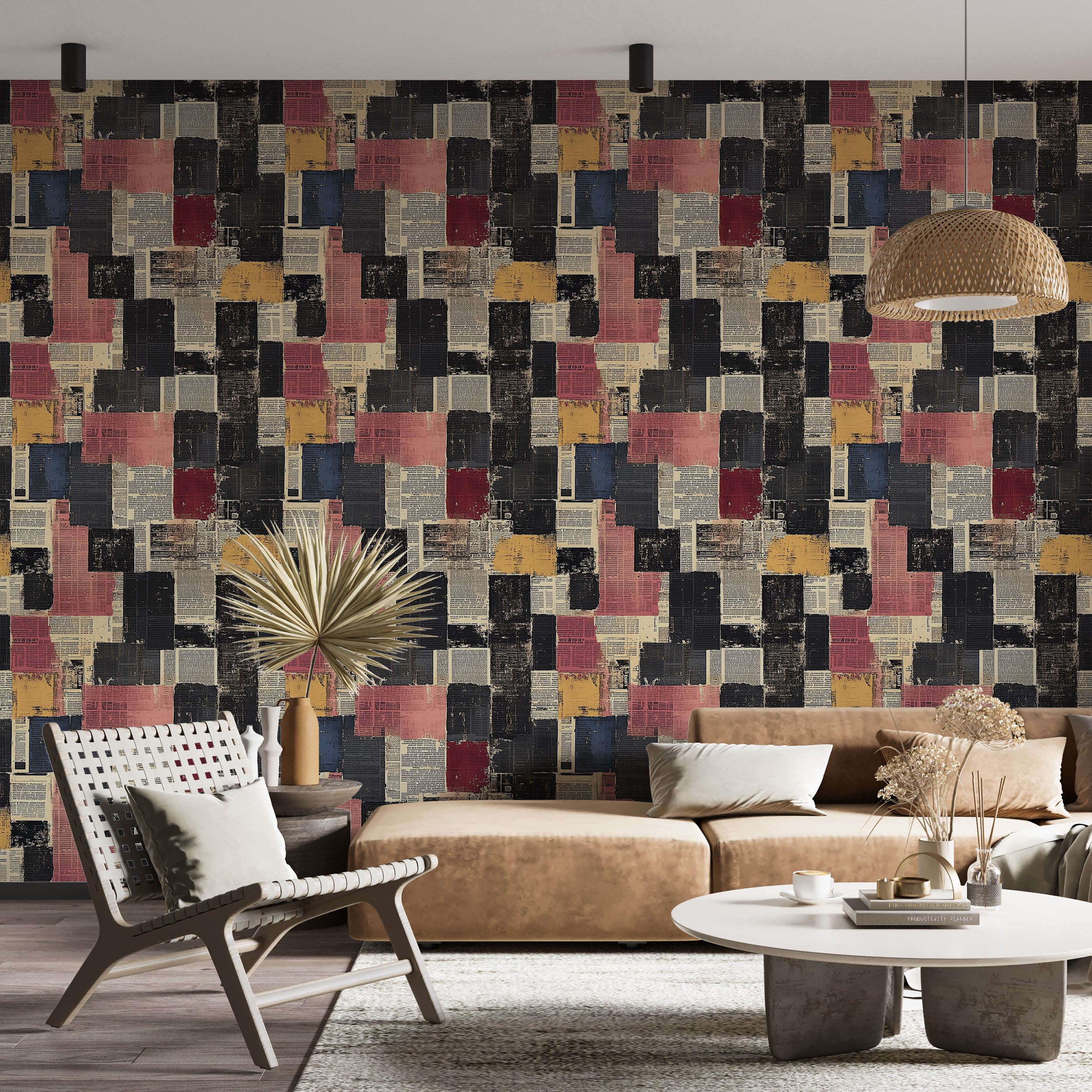 Colorful Newspaper Pattern Wallpaper, Peel and Stick Street Art Wall Decor, Removable Newspaper Sheets Wallpaper