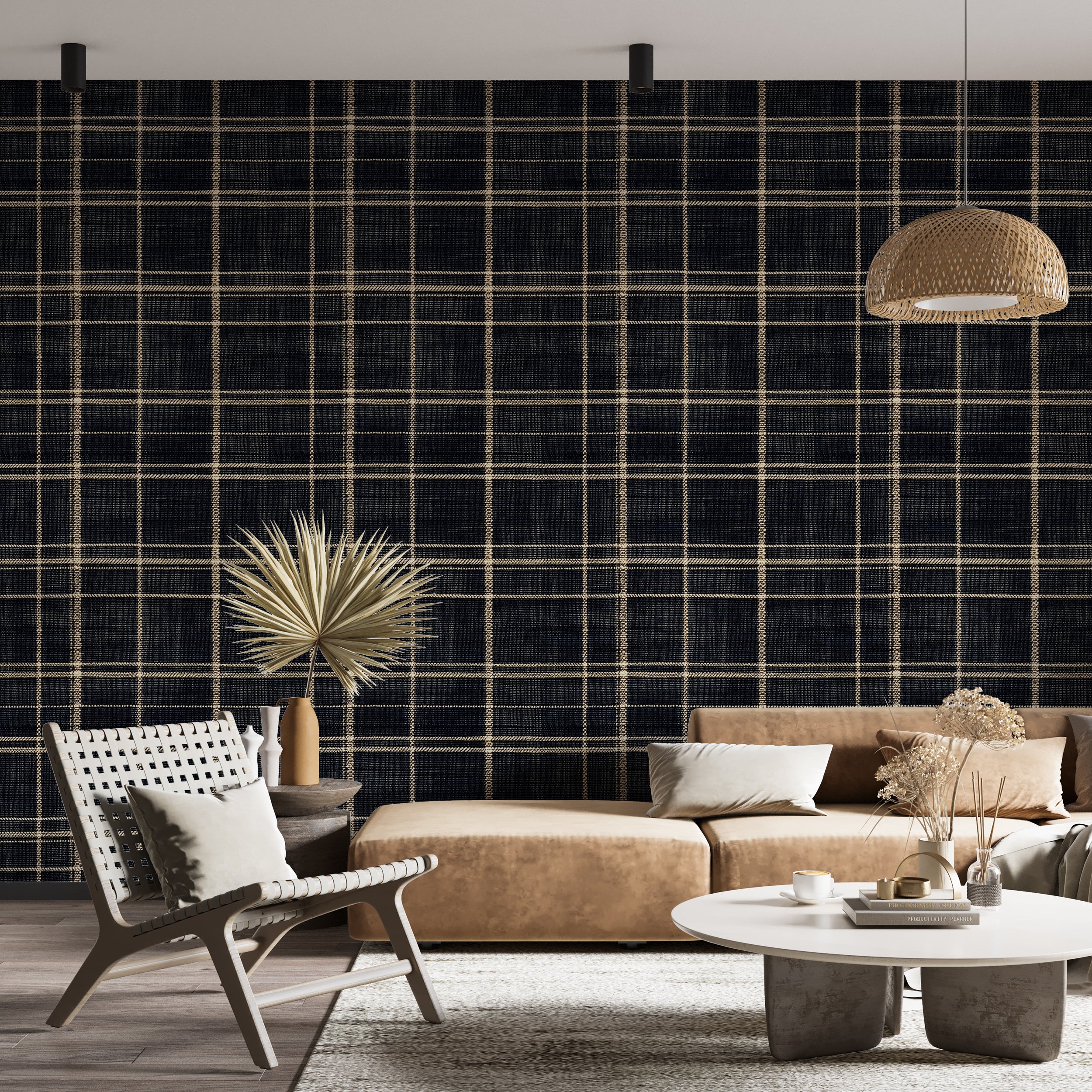 Dark Navy Blue and Gold Classic Wallpaper, Peel and Stick Linen Background Line Art, Modern Geometrical Wallpaper