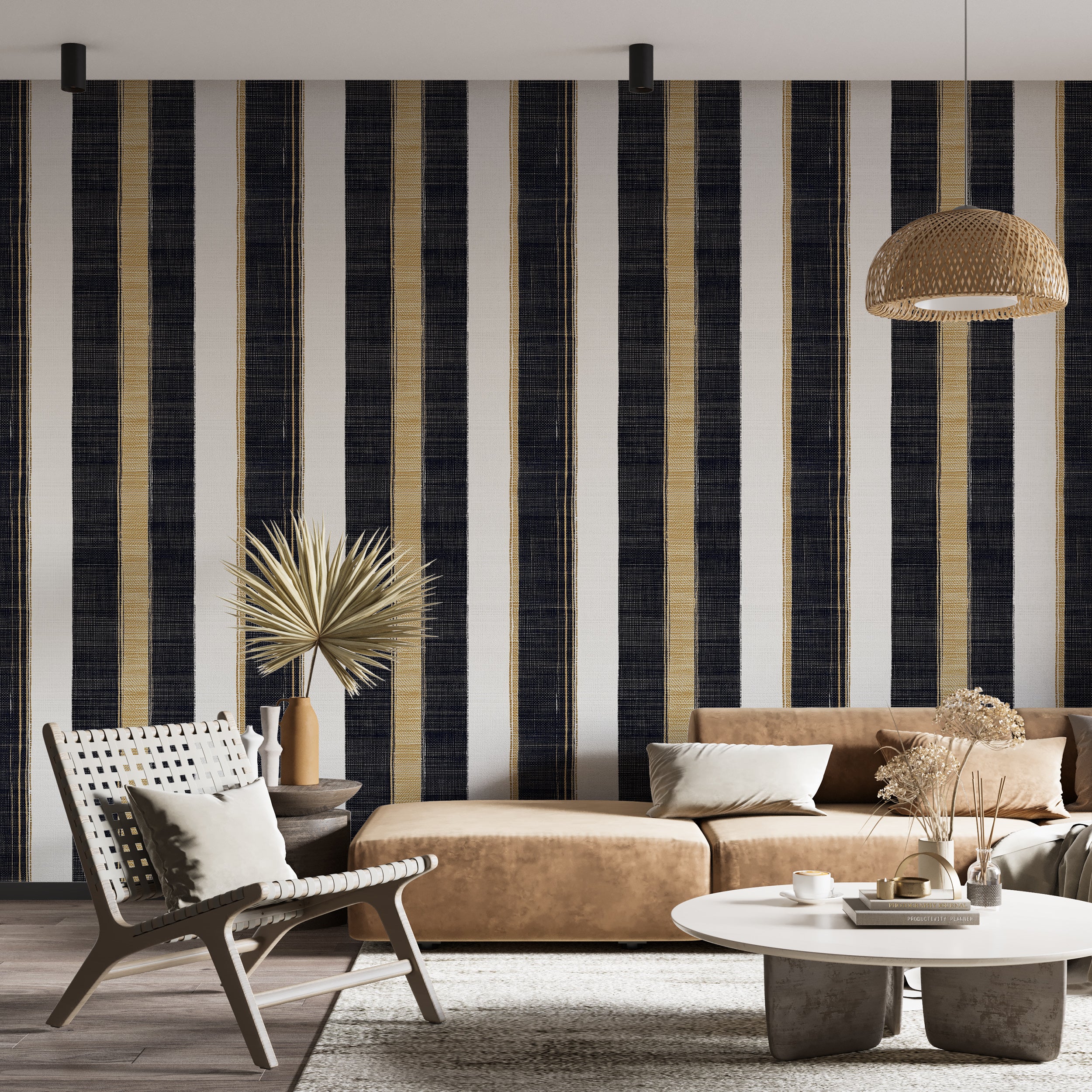 Peel and stick striped wallpaper for luxurious living room walls
Vintage-inspired vertical stripes wallpaper for French decor