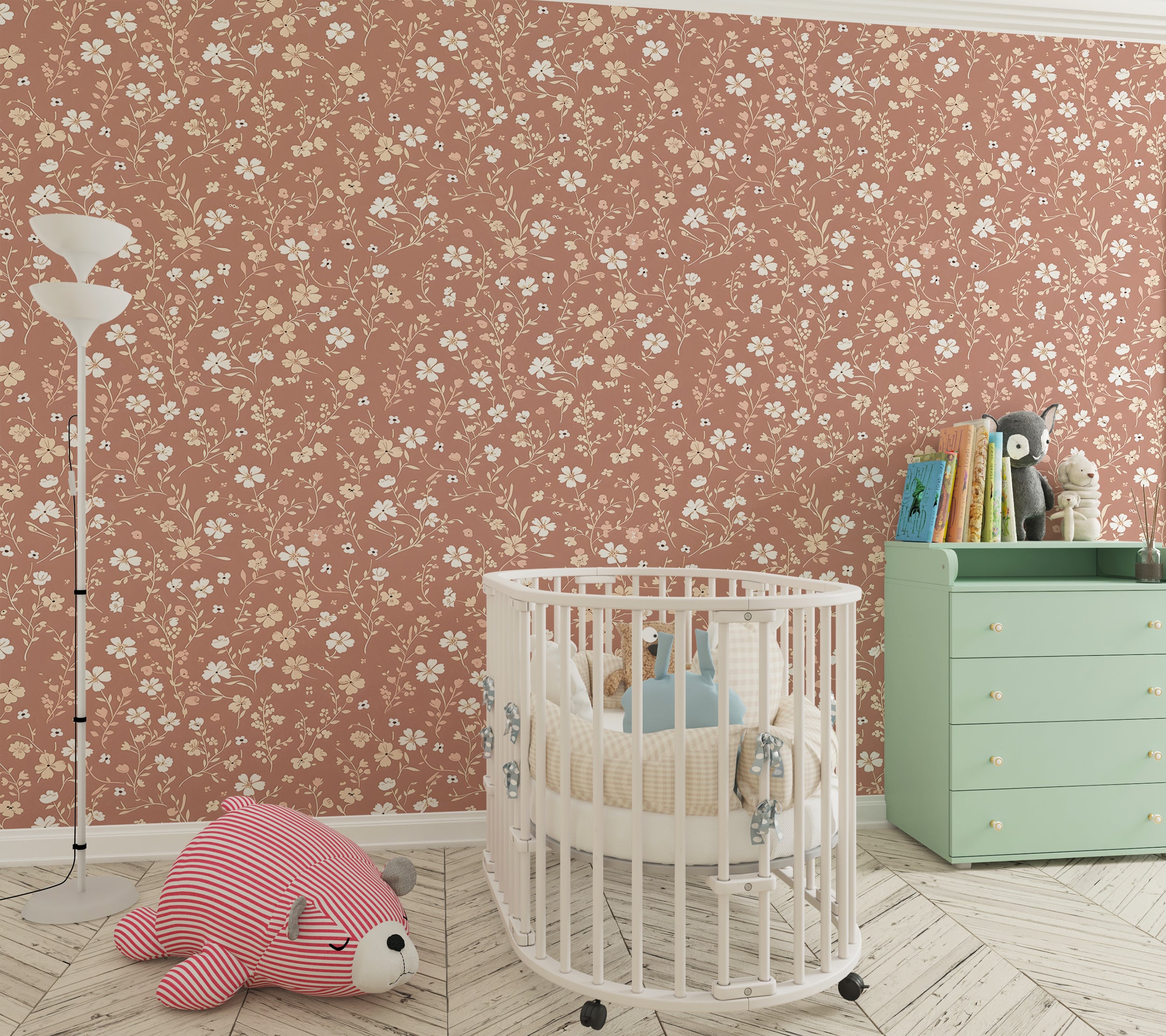 Pastel Pink Floral Self-adhesive Wall Decor