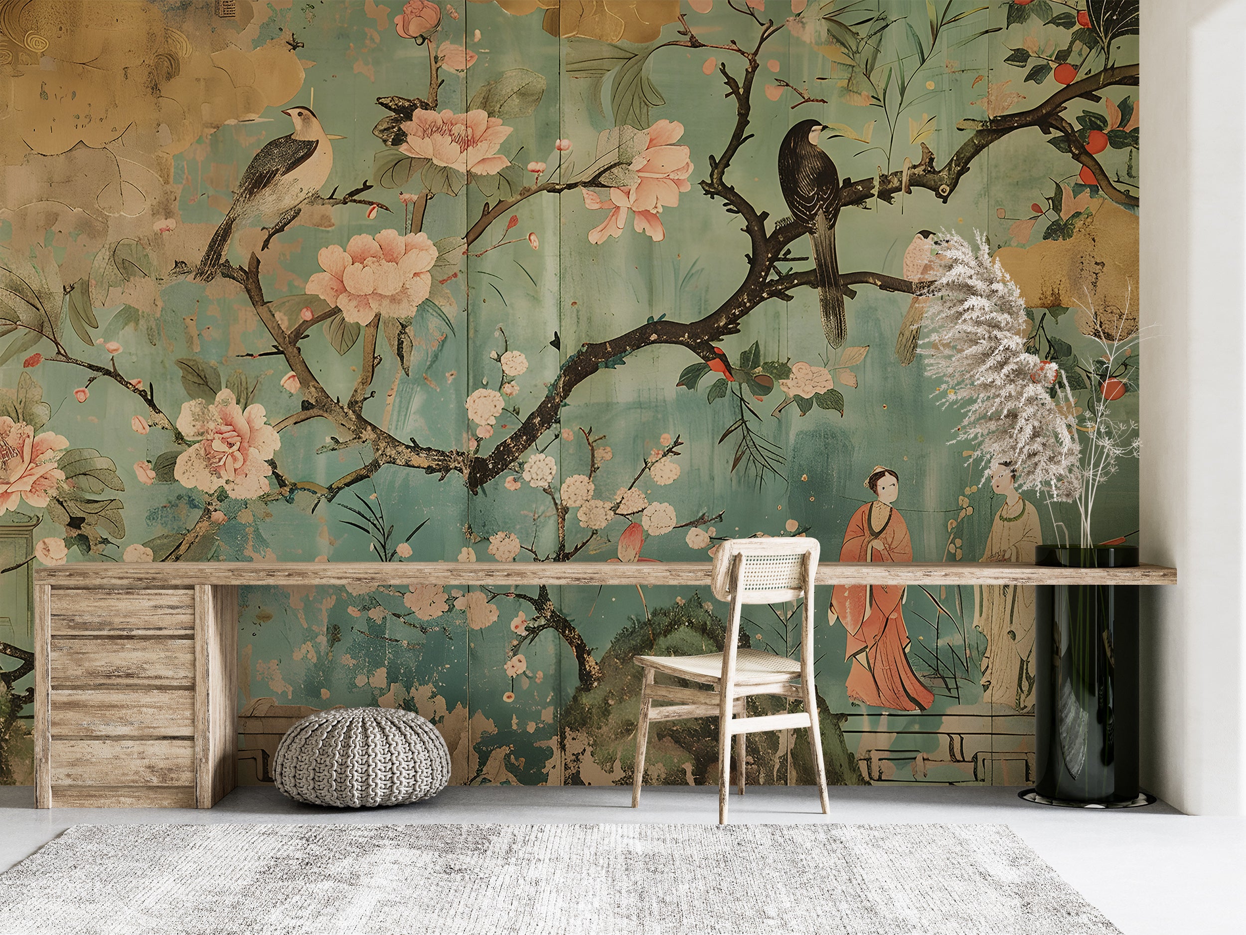 Vintage Asian Art Wallpaper