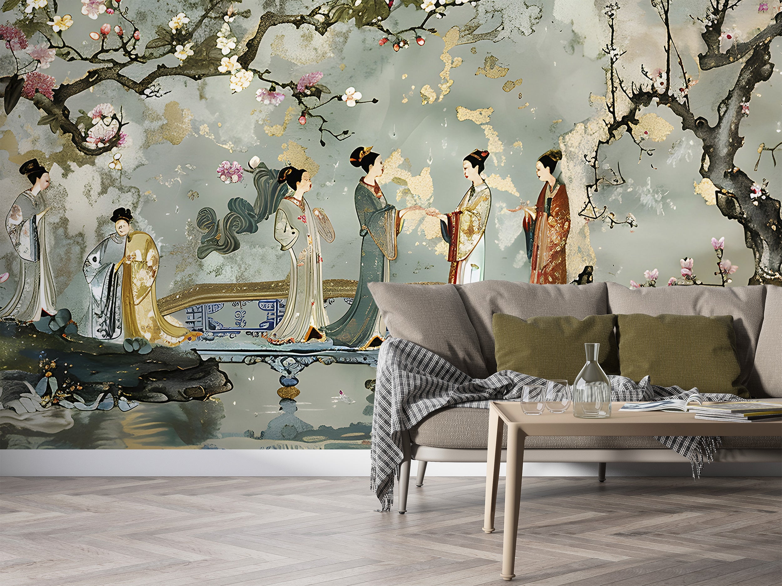 Tranquil Japanese Art Peel and Stick Design