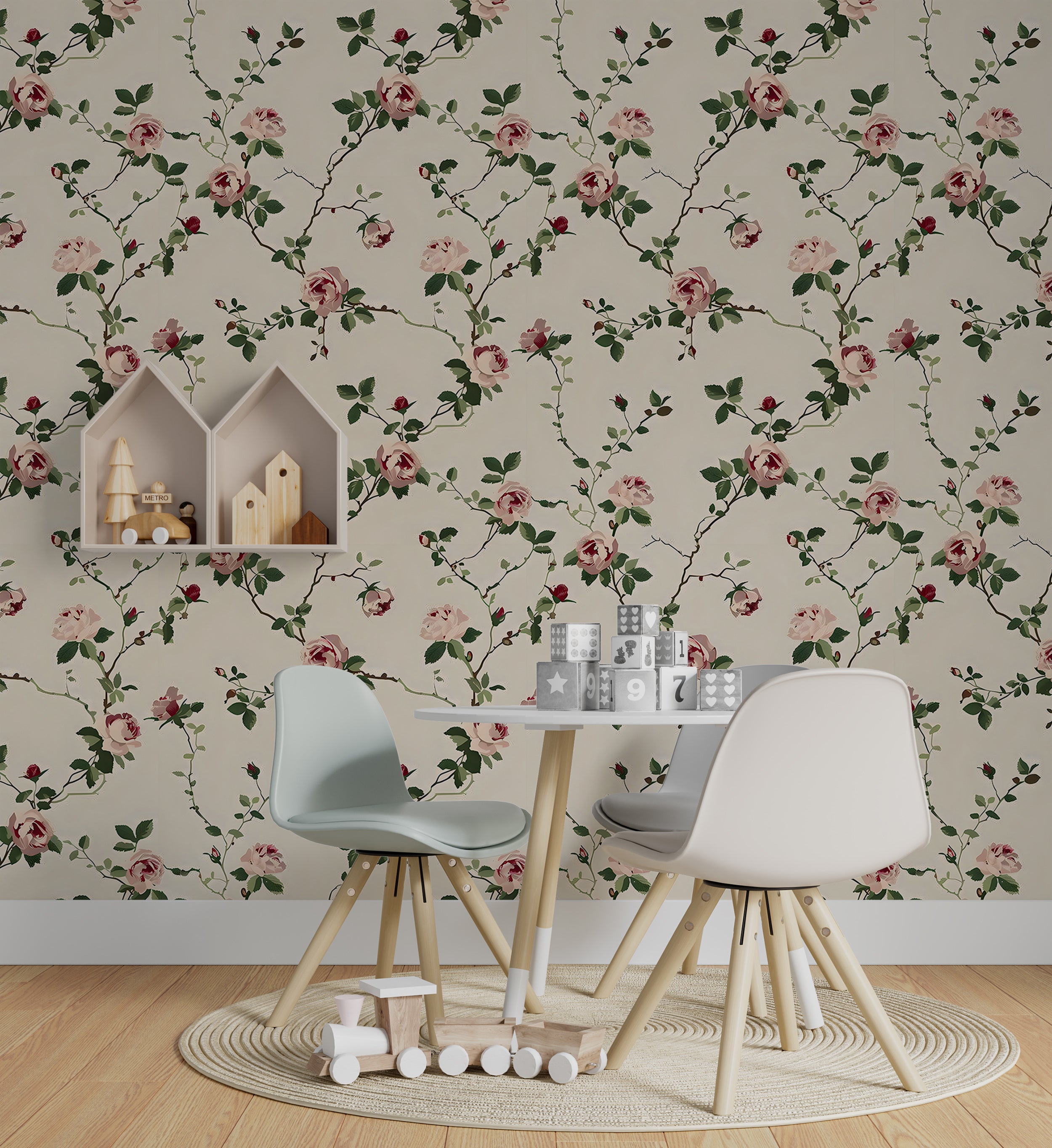 Peel and Stick Rose Branches Decal