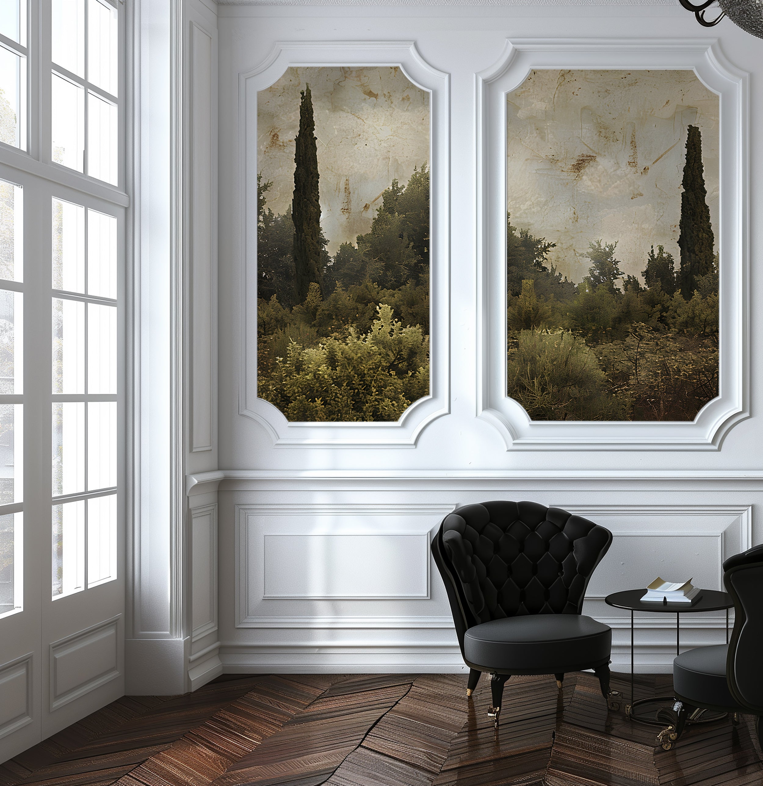 Timeless rustic wall mural design