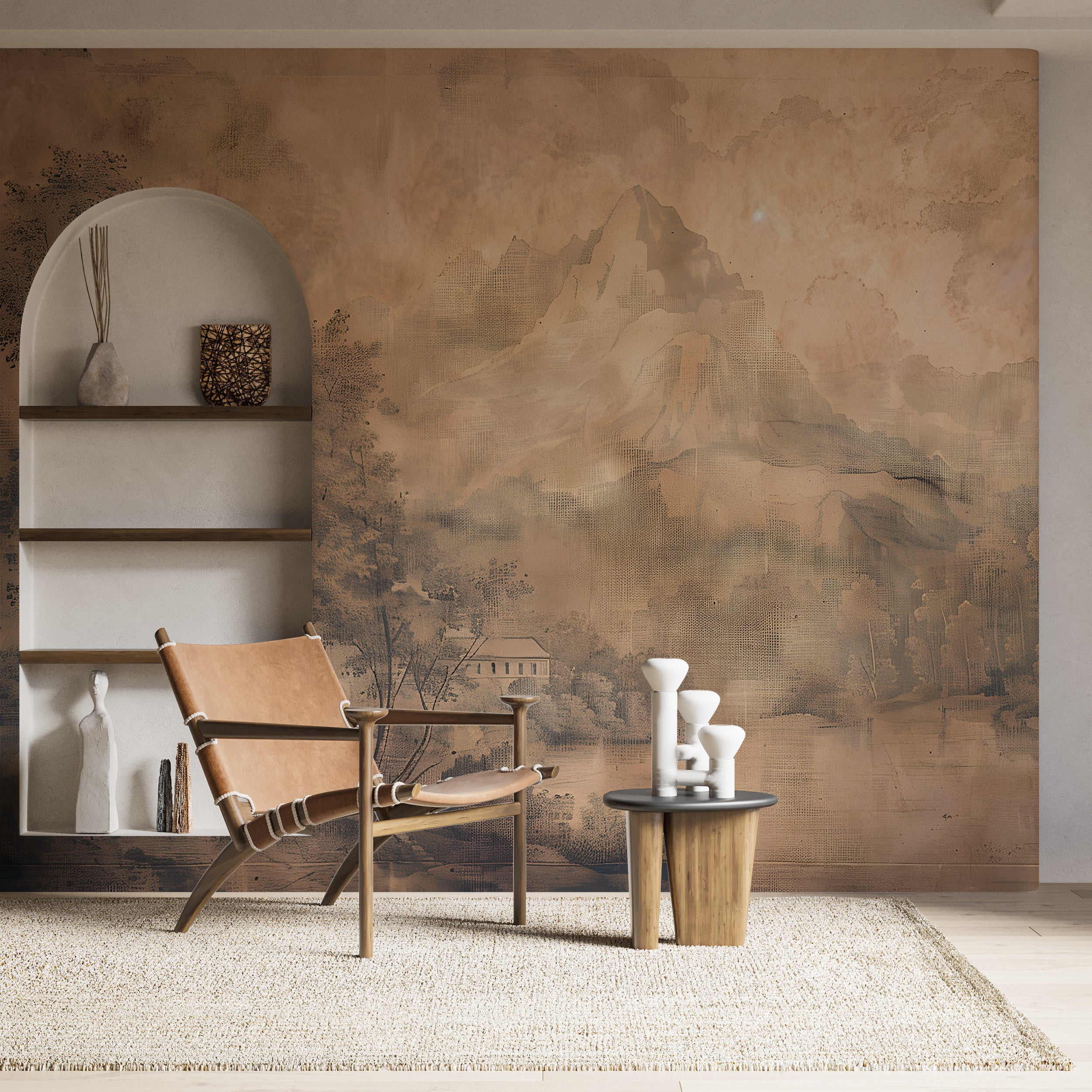 Vintage scenic wallpaper mural Landscape old style wallpaper