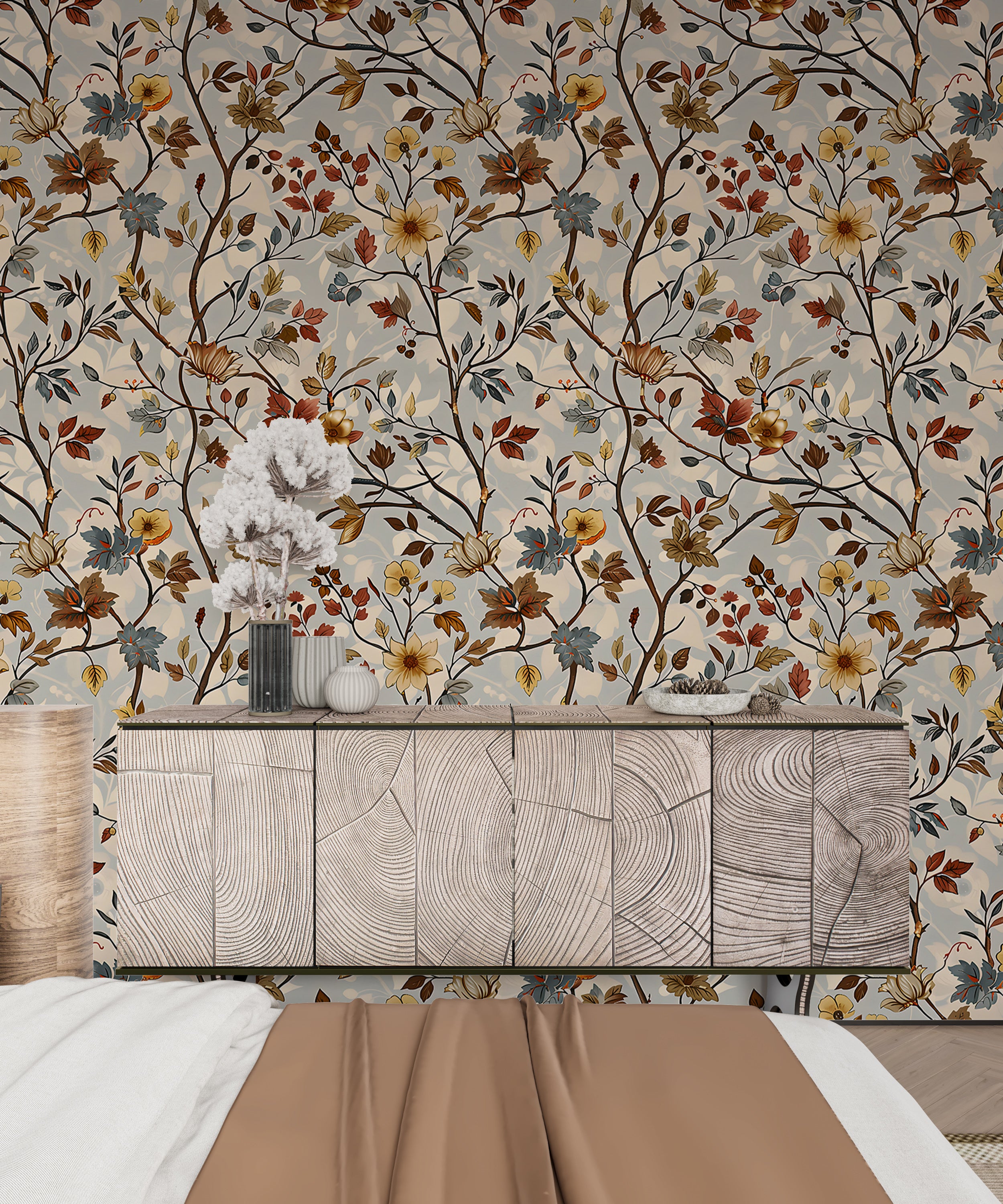 Vibrant autumn floral wall art