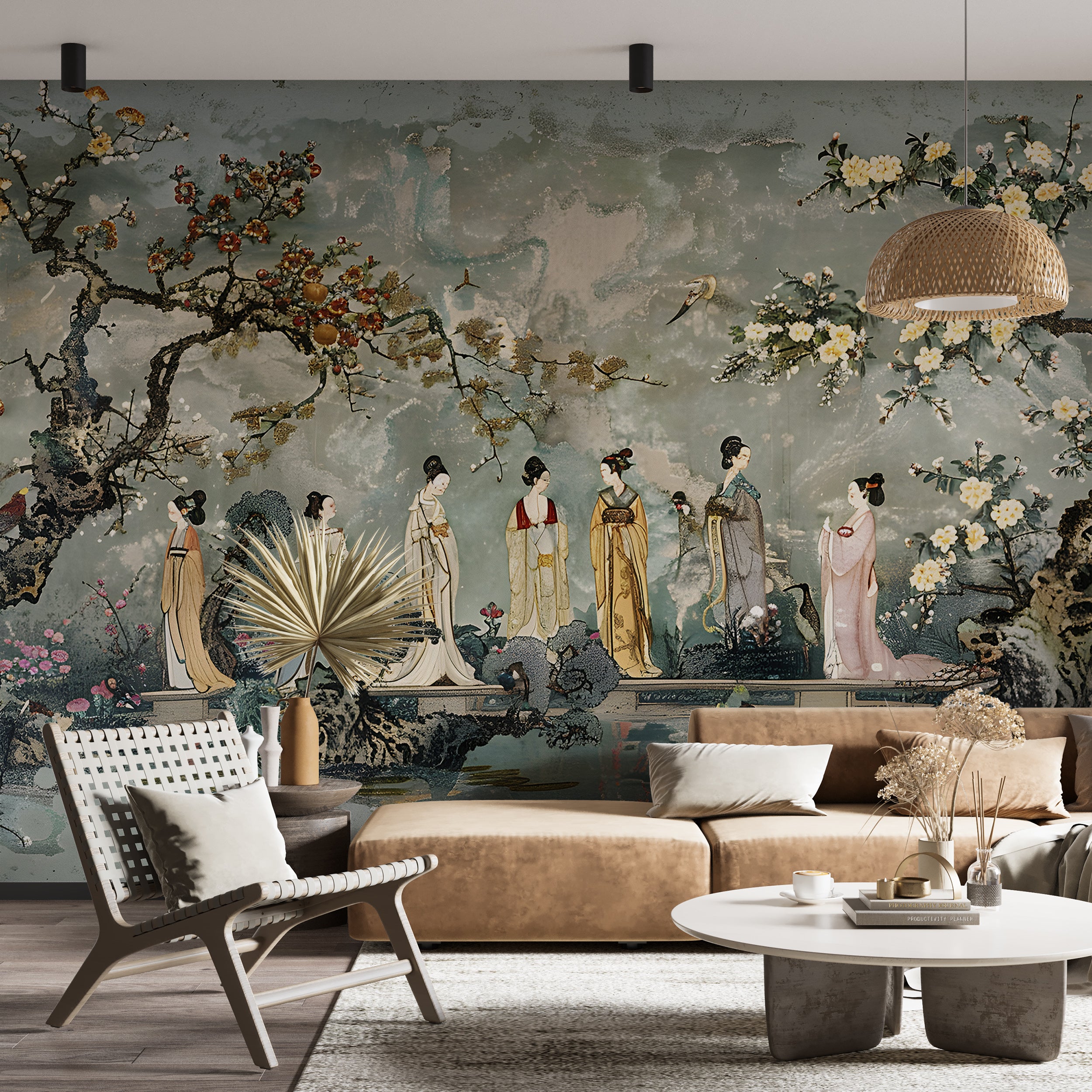 Vintage Japanese wall mural Traditional Japanese art wallpaper