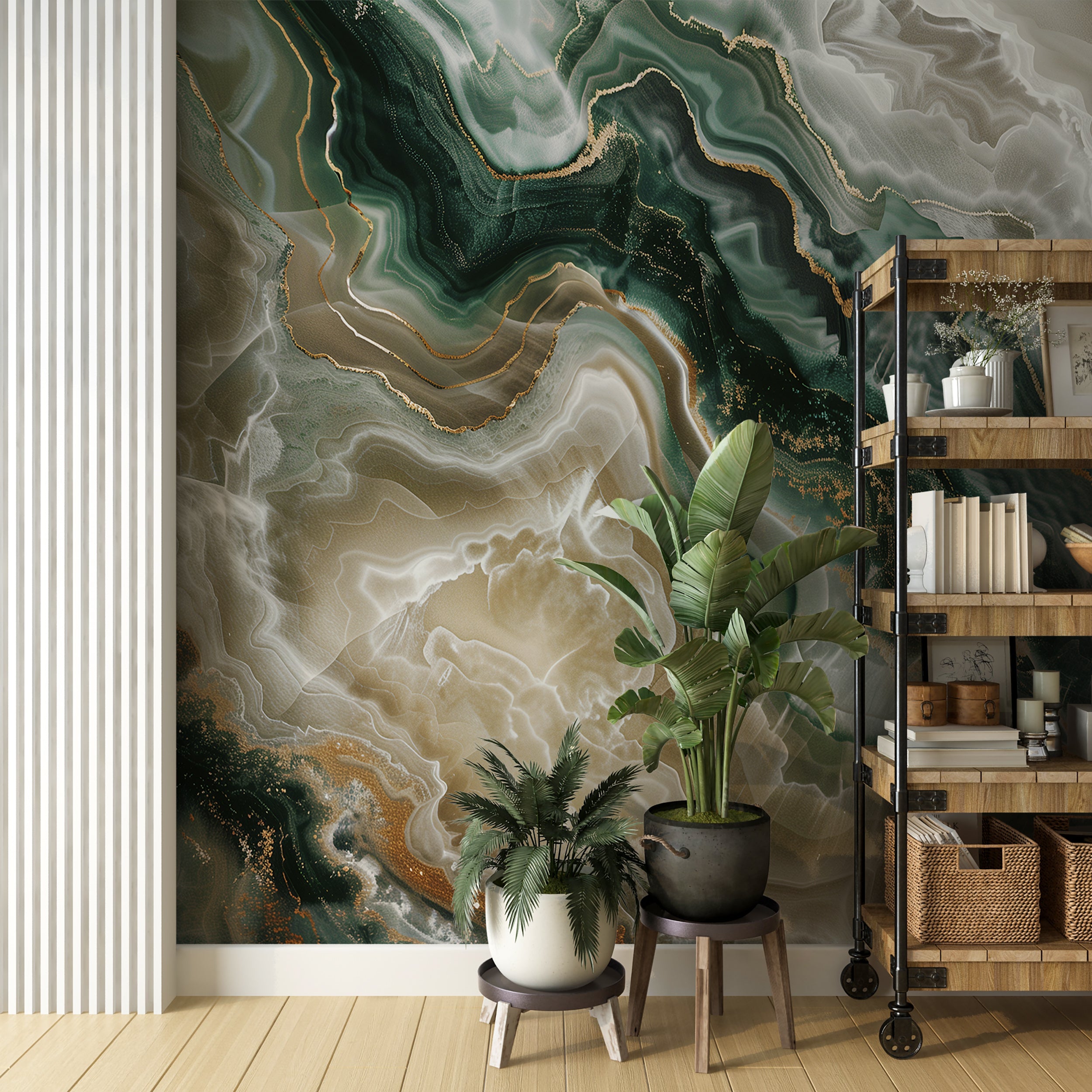 Elegant emerald marble wall mural