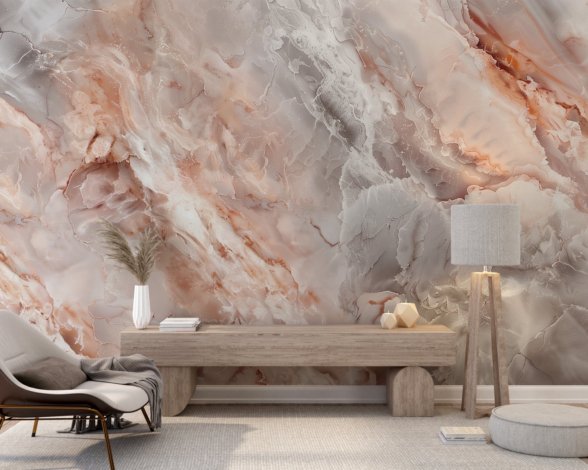 Elegant pink and grey marble wallpaper
