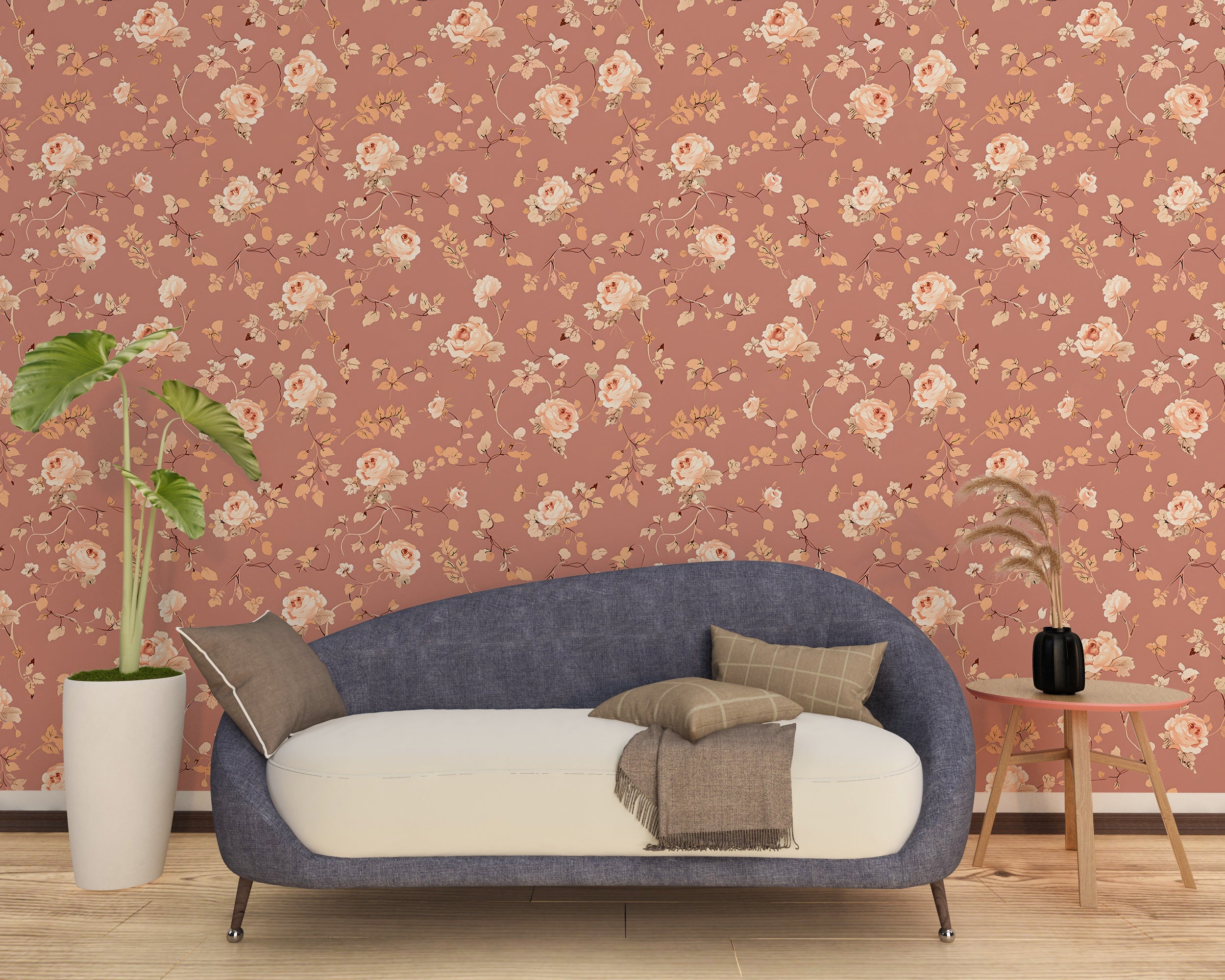Floral wall decor with pastel roses