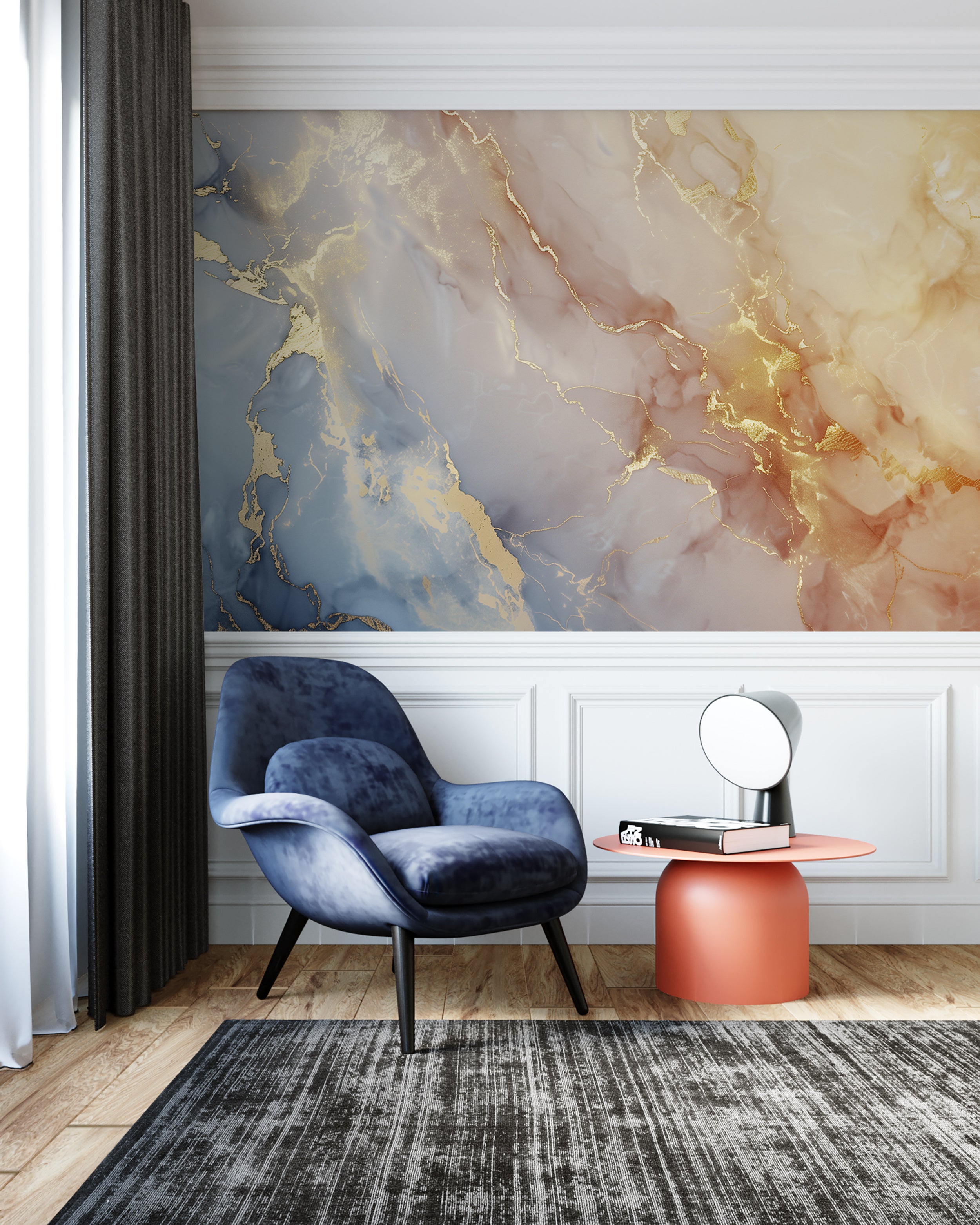 Peel and stick pastel marble mural