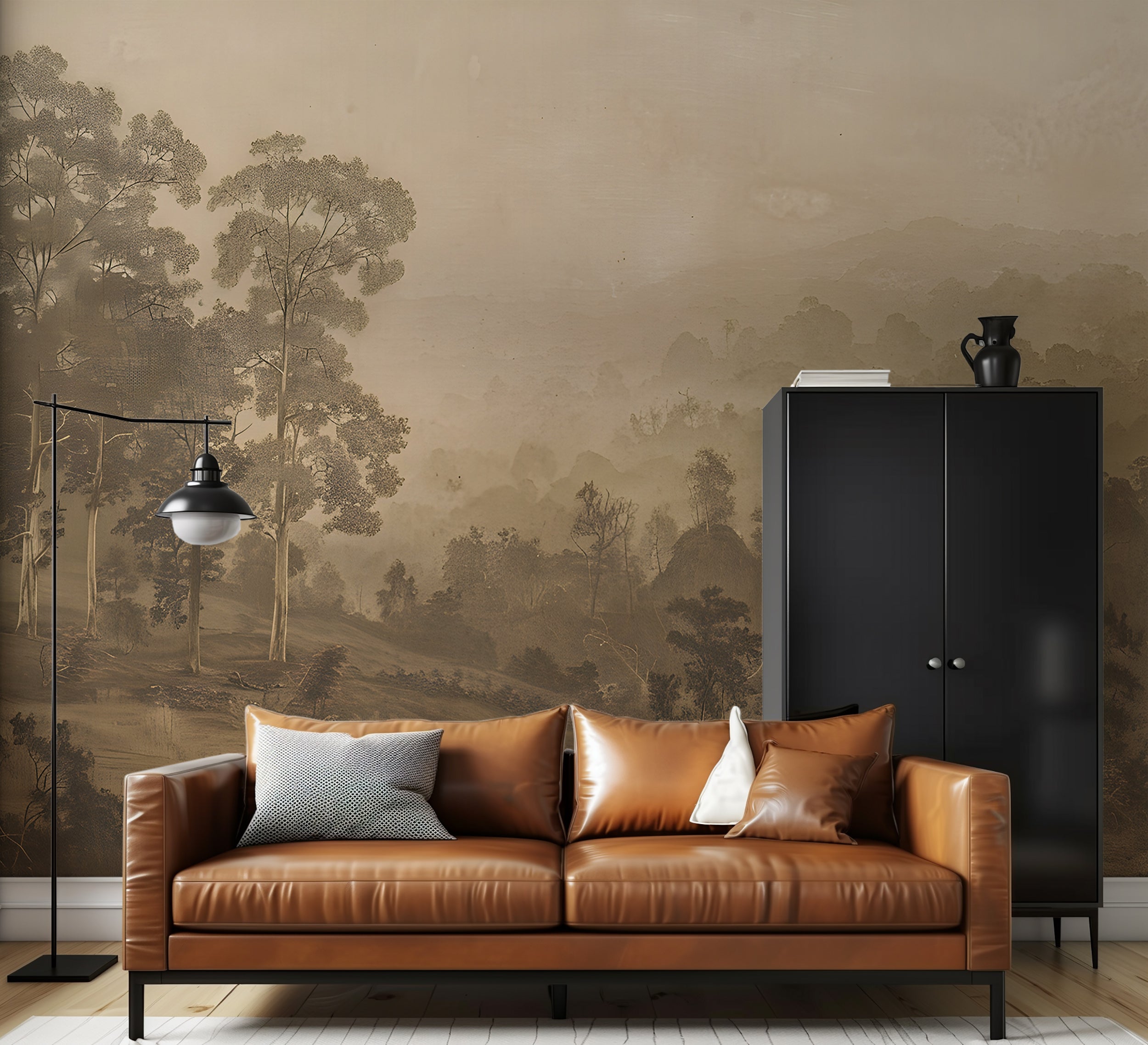 Old-style sepia landscape decor