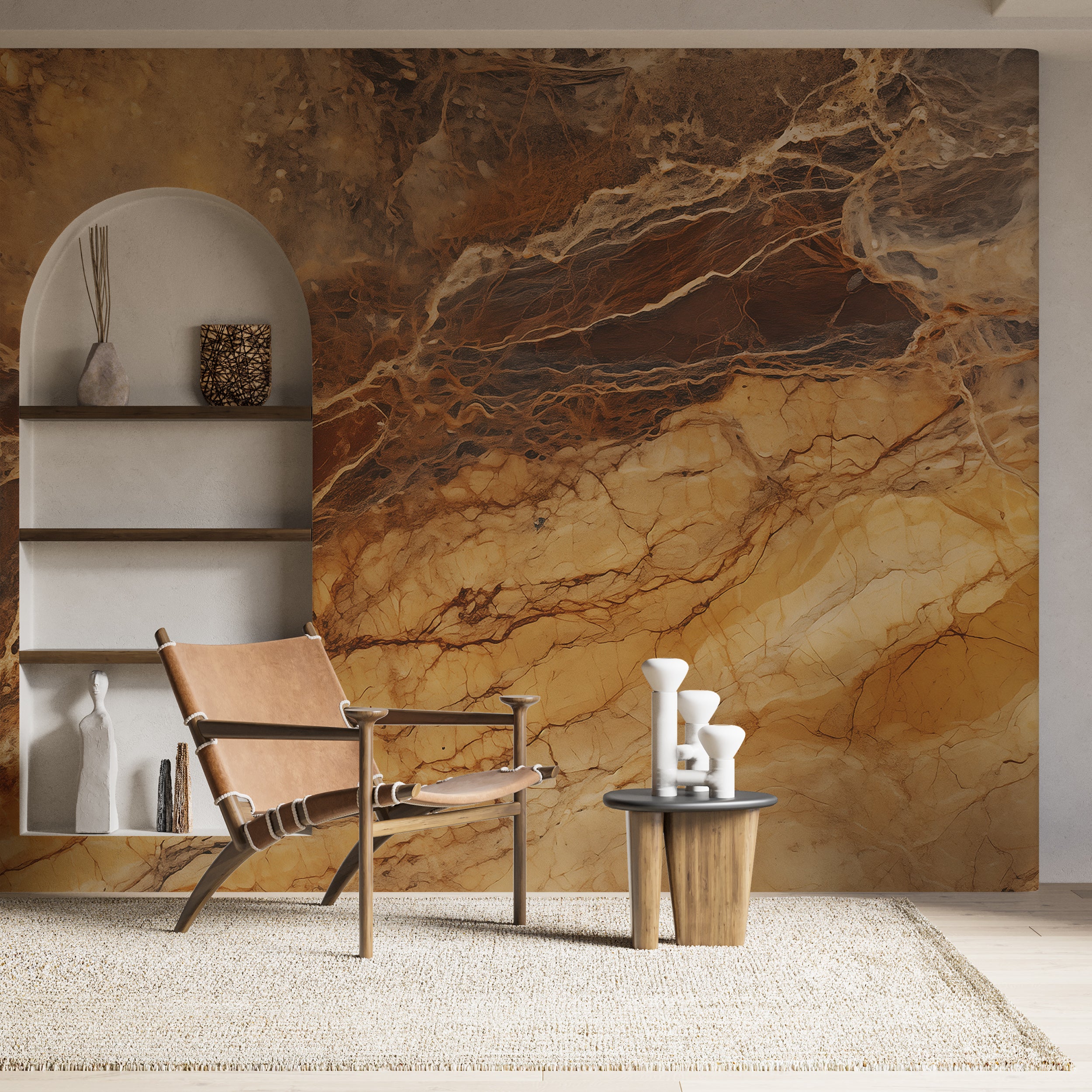 Brown and Gold Marble Texture Wallpaper