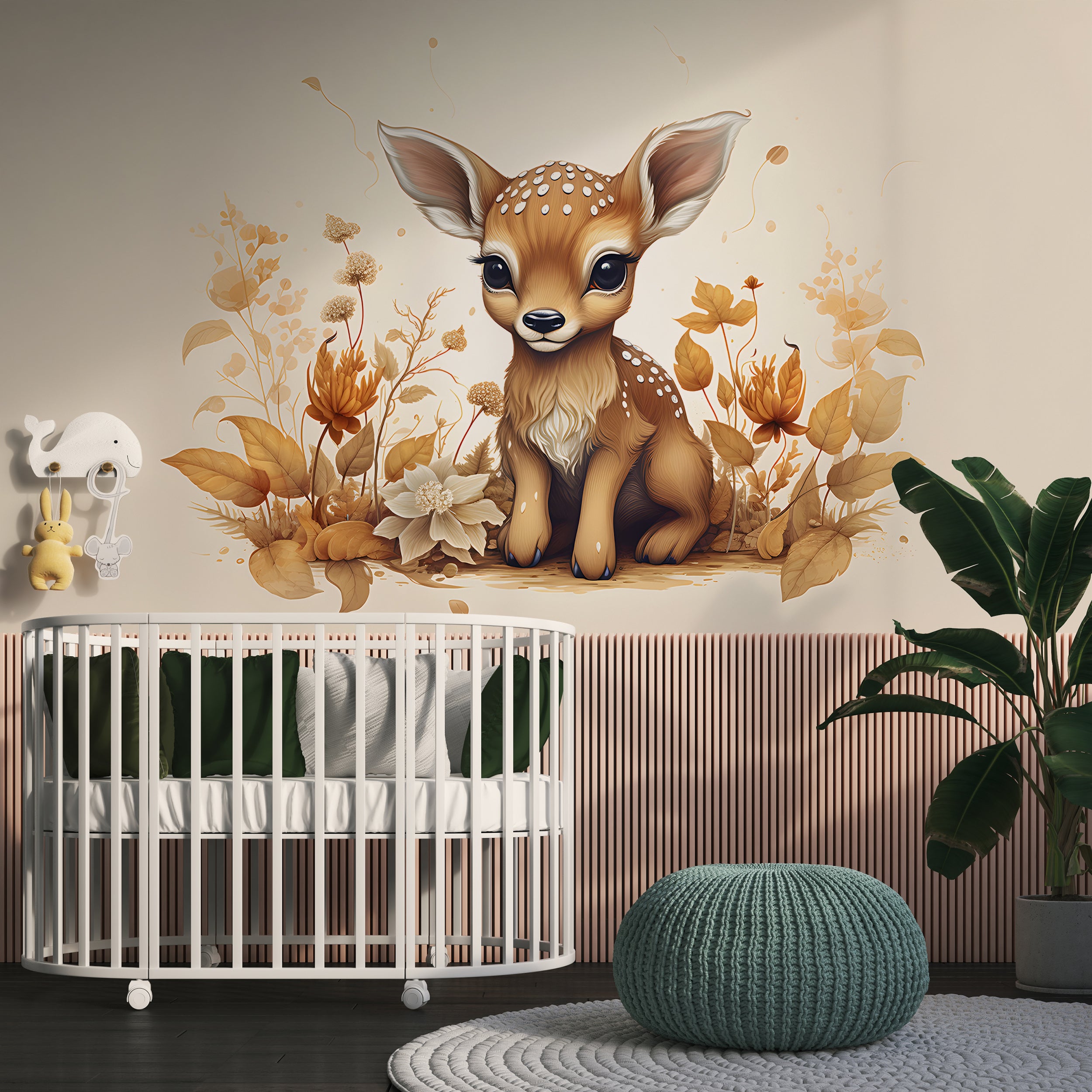 Watercolor Autumn Nature Baby Animal Wallpaper