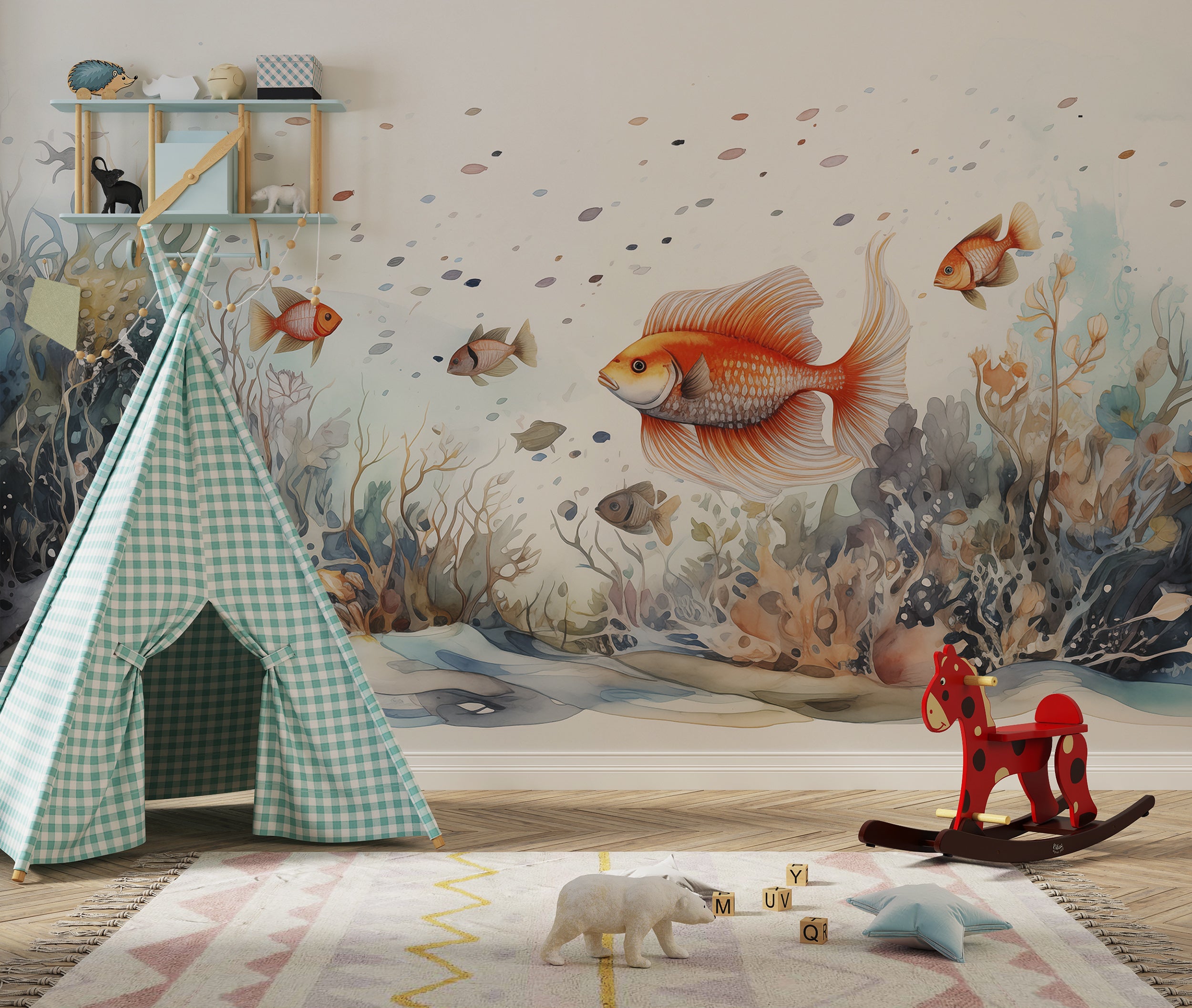Ocean Creatures Watercolor Wall Decal