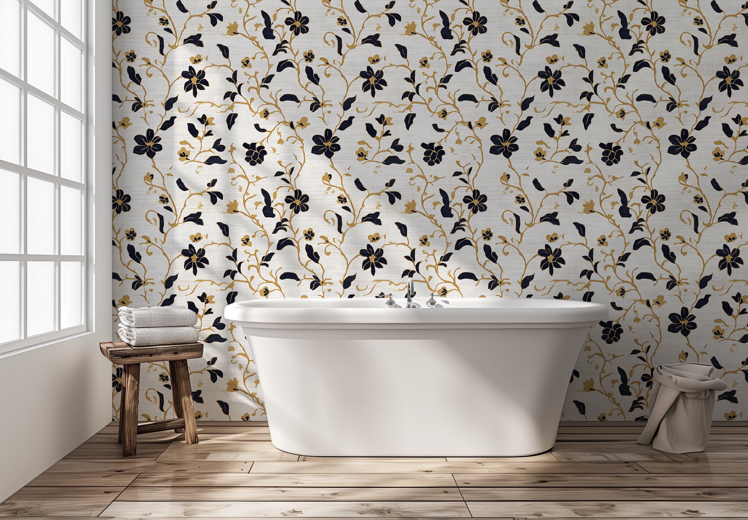 Easy-to-remove floral wallpaper for timeless home decor
Vintage-style black and gold wallpaper for chic interiors