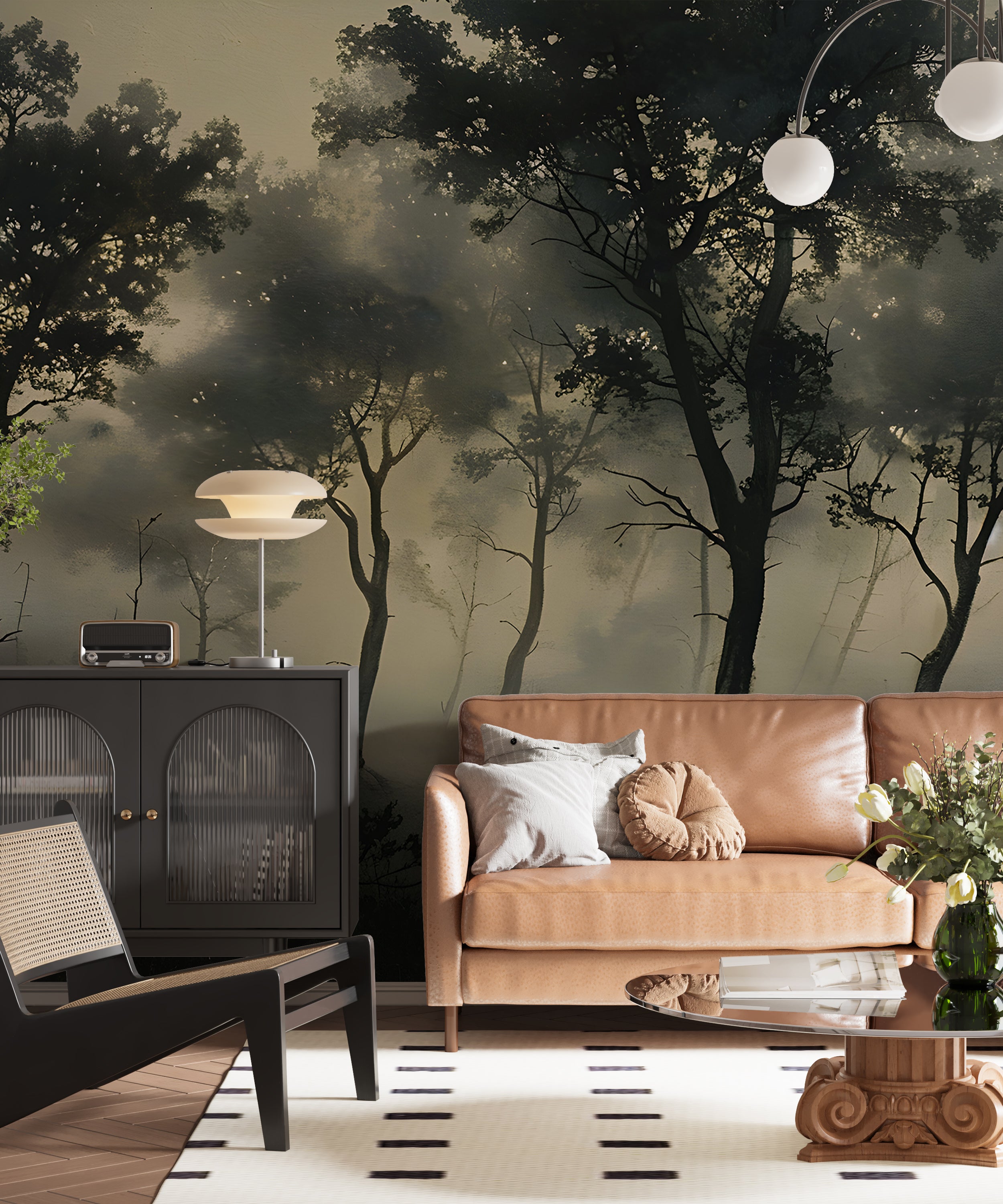 Retro forest scene wall decor
