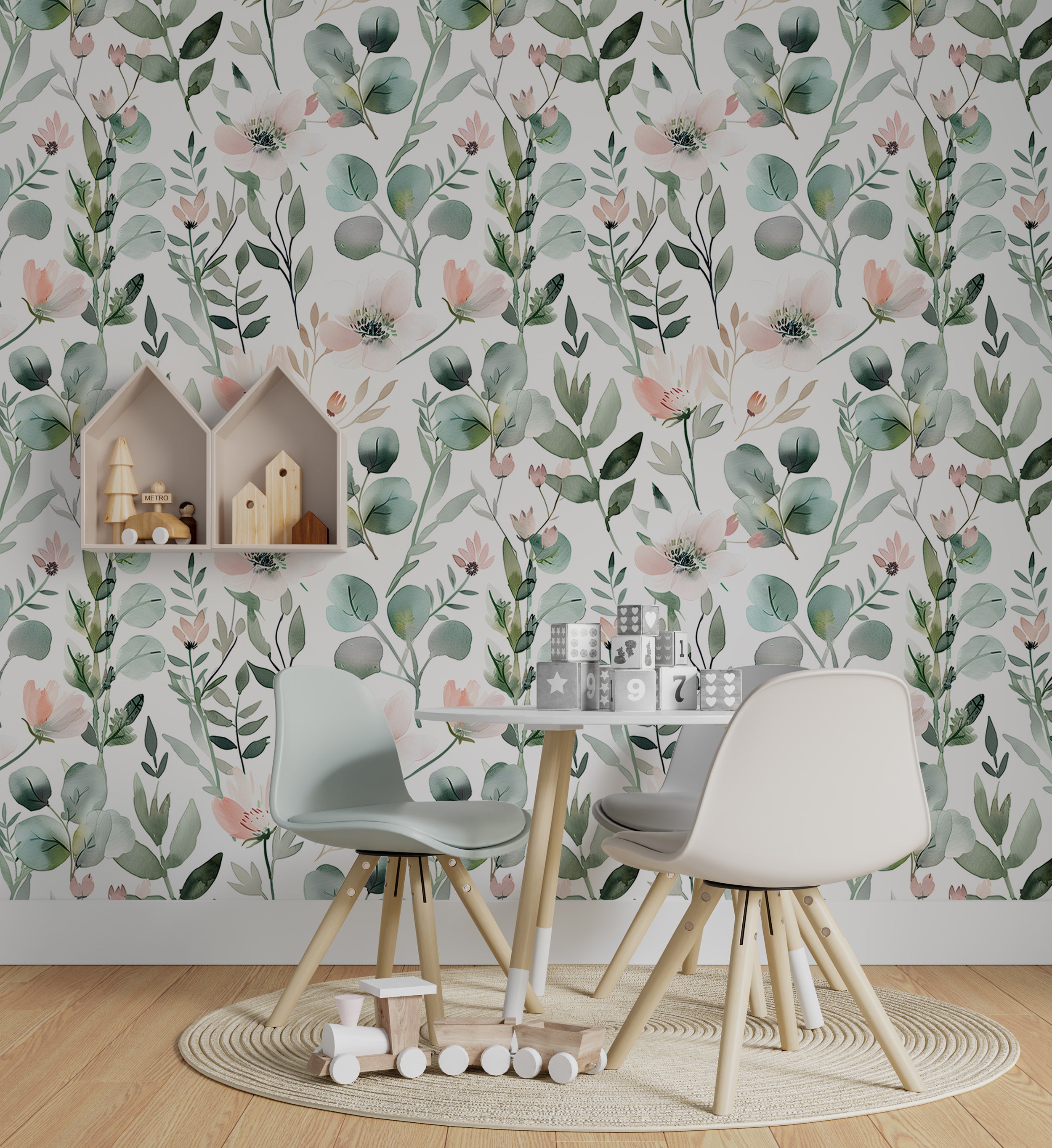 Refreshing pastel green and pink wallpaper
