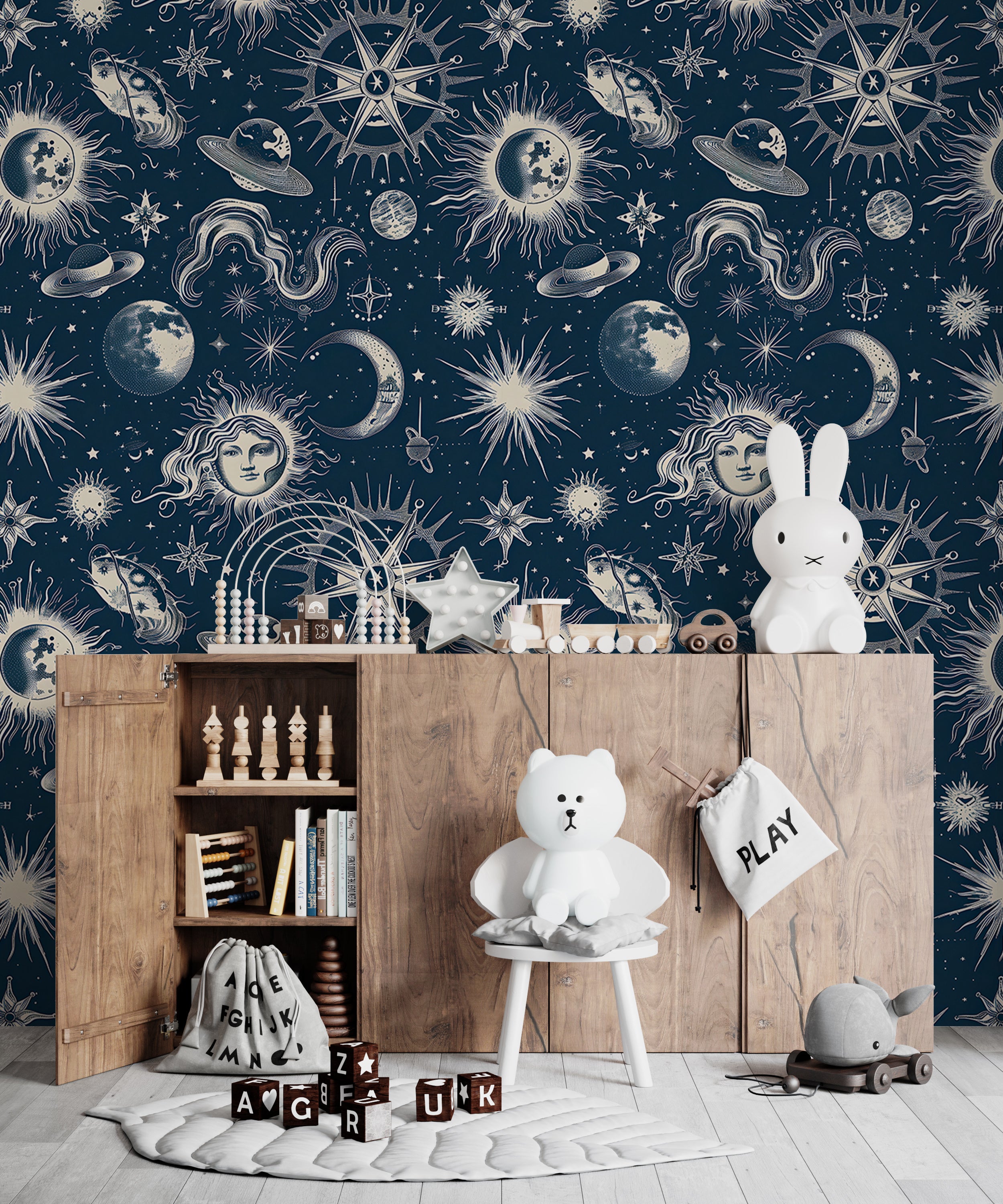 Peel and stick space wallpaper Removable planets and stars wallpaper