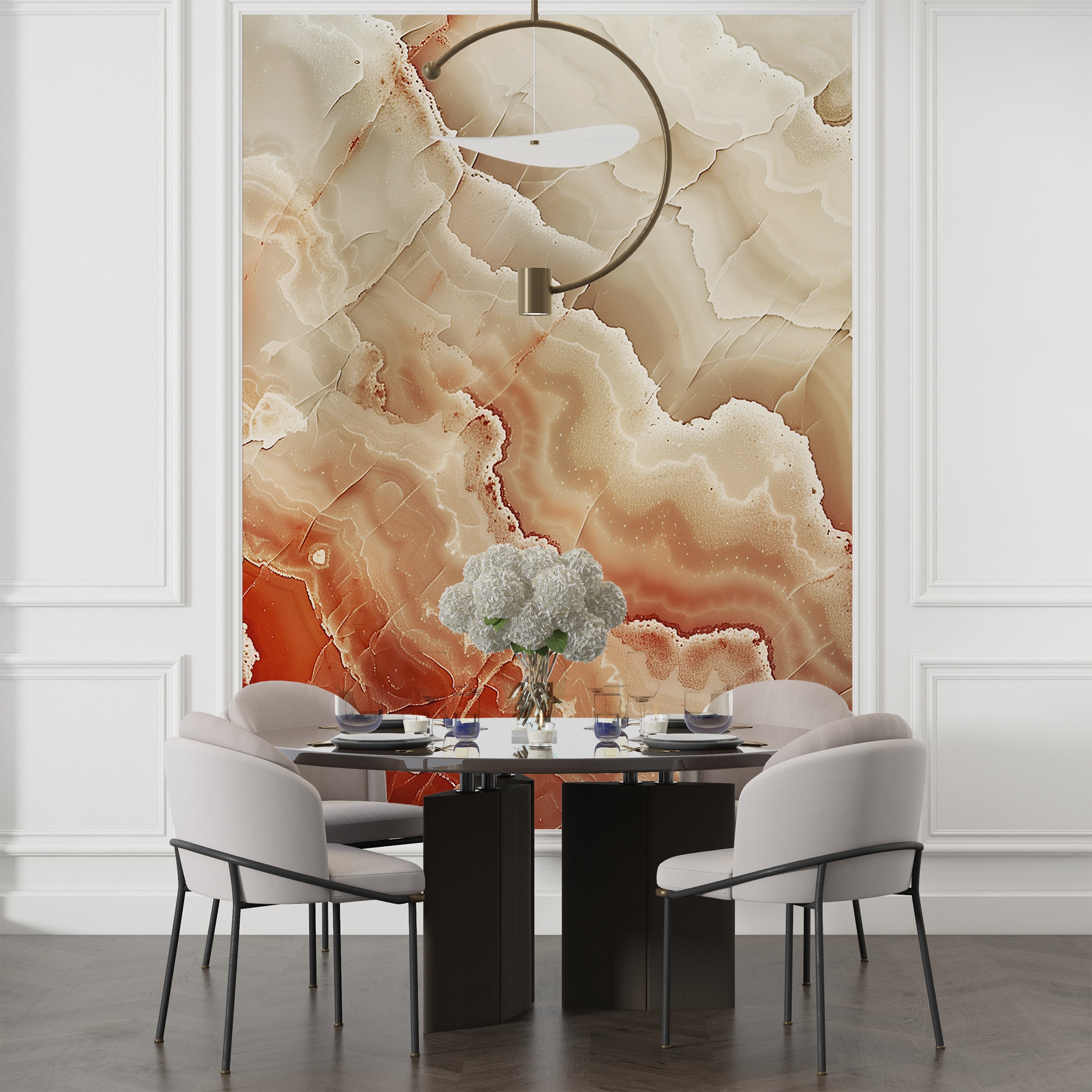 Beige and orange stone texture mural