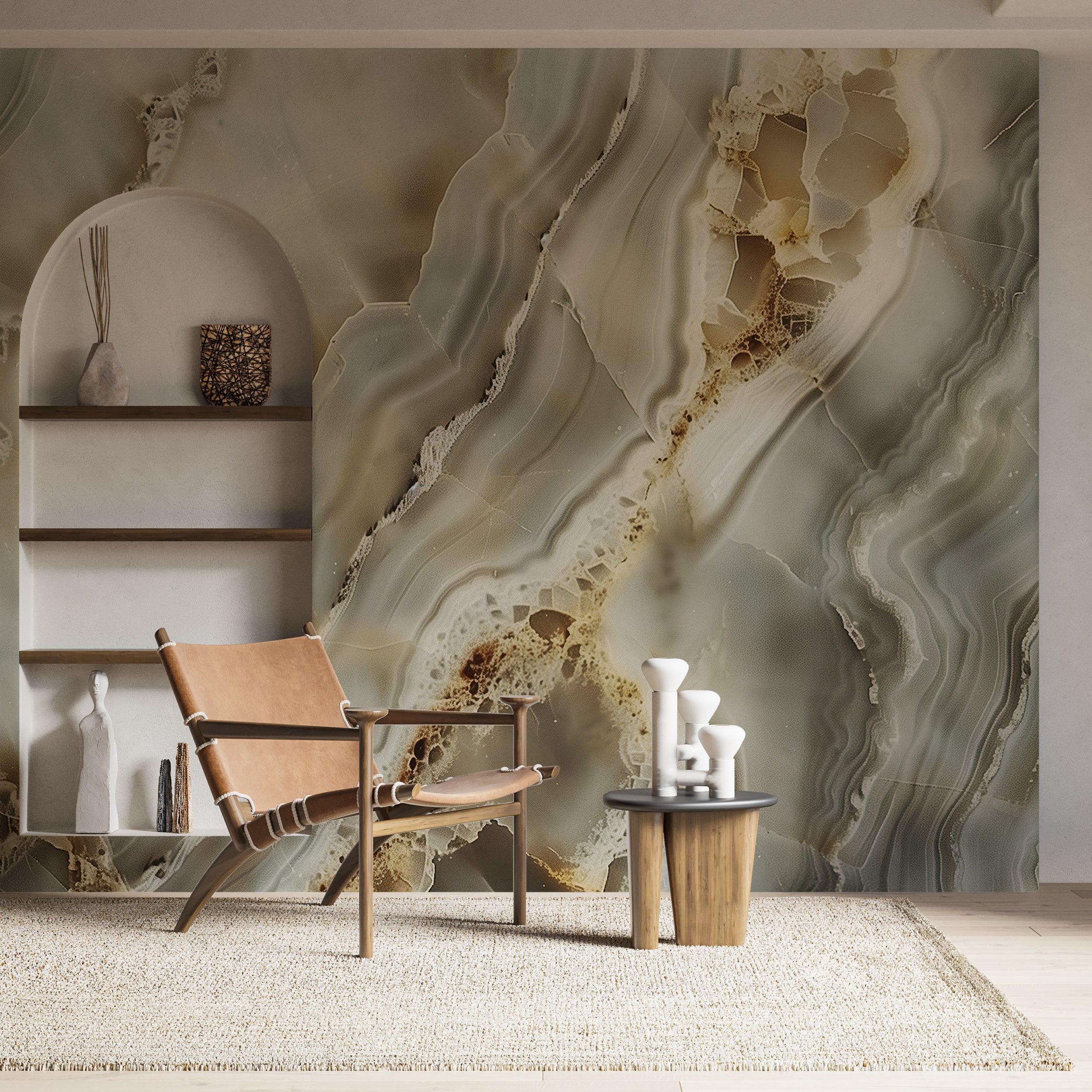 Grey Beige and Gold Marble Wallpaper, Soft Stone Texture Wall Mural, Peel and Stick Removable Lights Marble Wall Decor