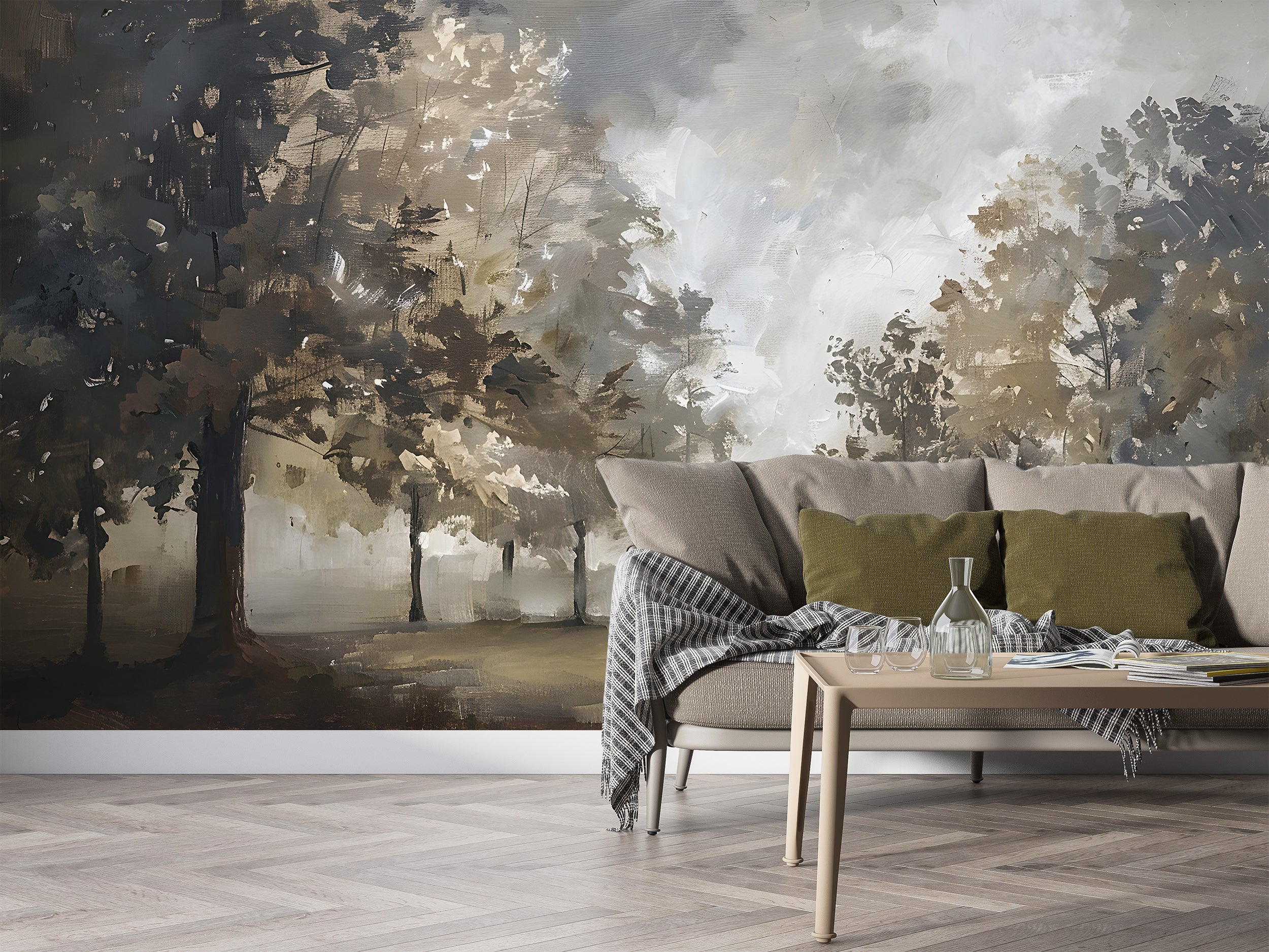 Peel and stick vintage tree mural