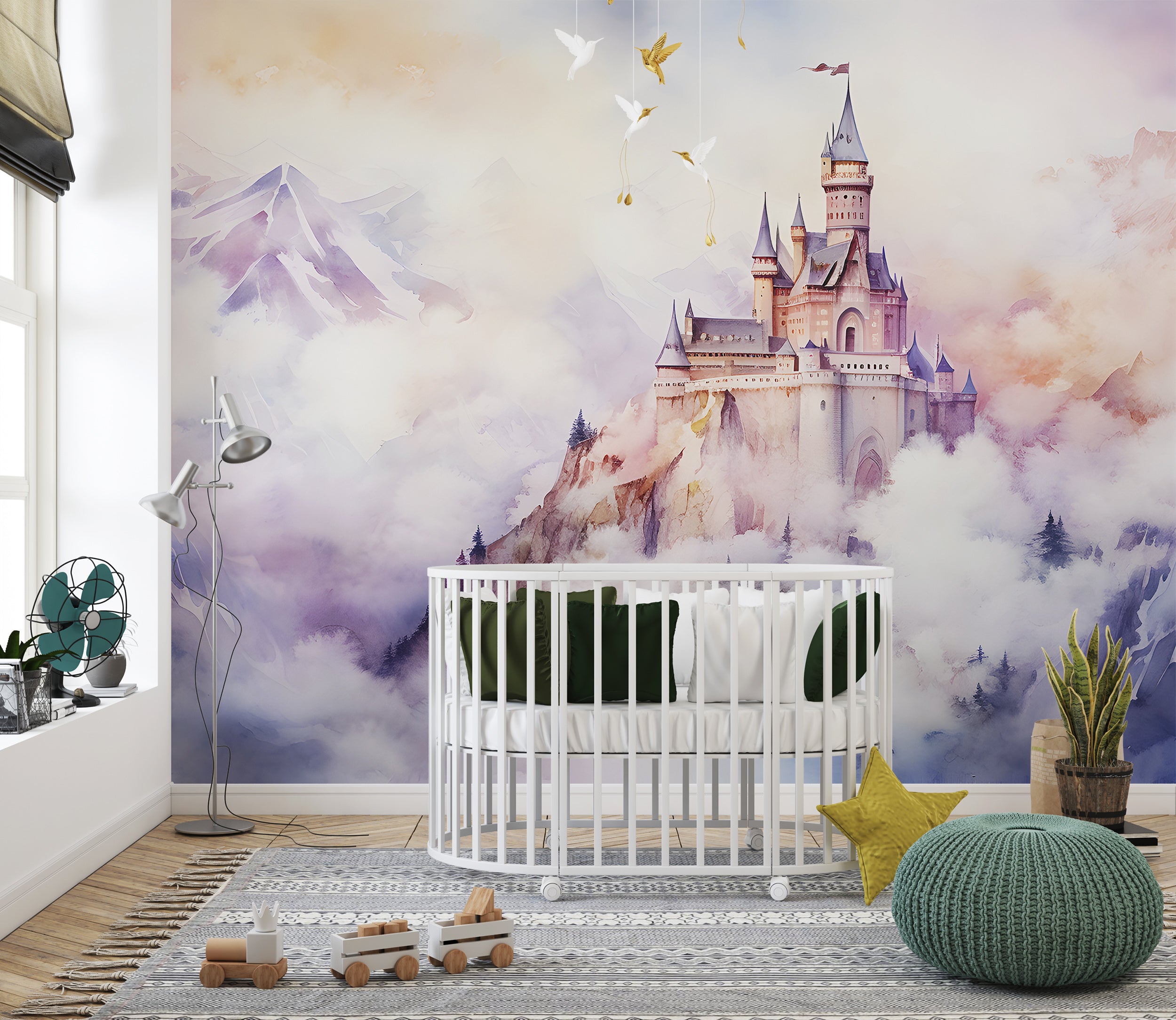 Custom-Size Pink Castle Scene