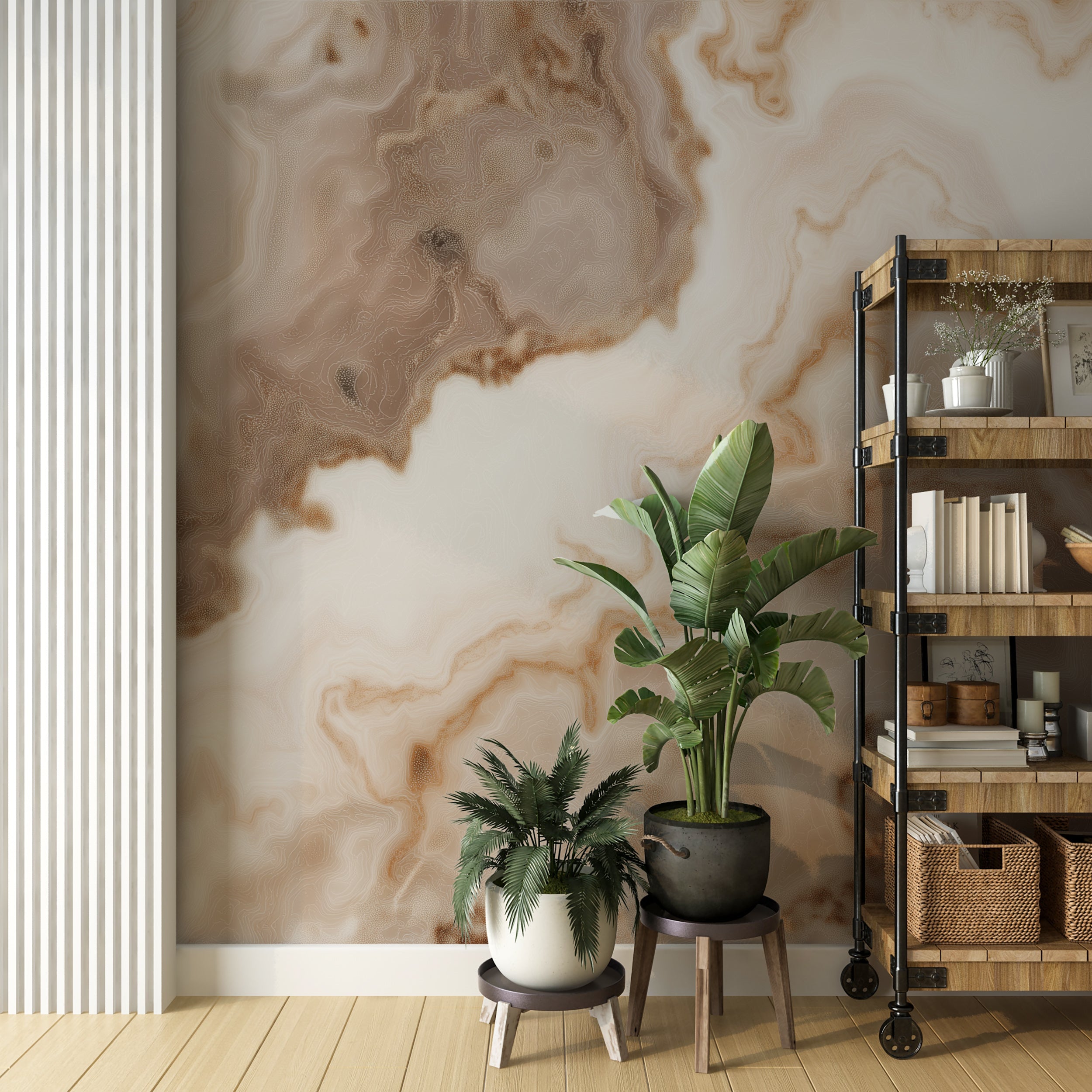 Beige detailed marble wall mural
Natural stone texture wallpaper