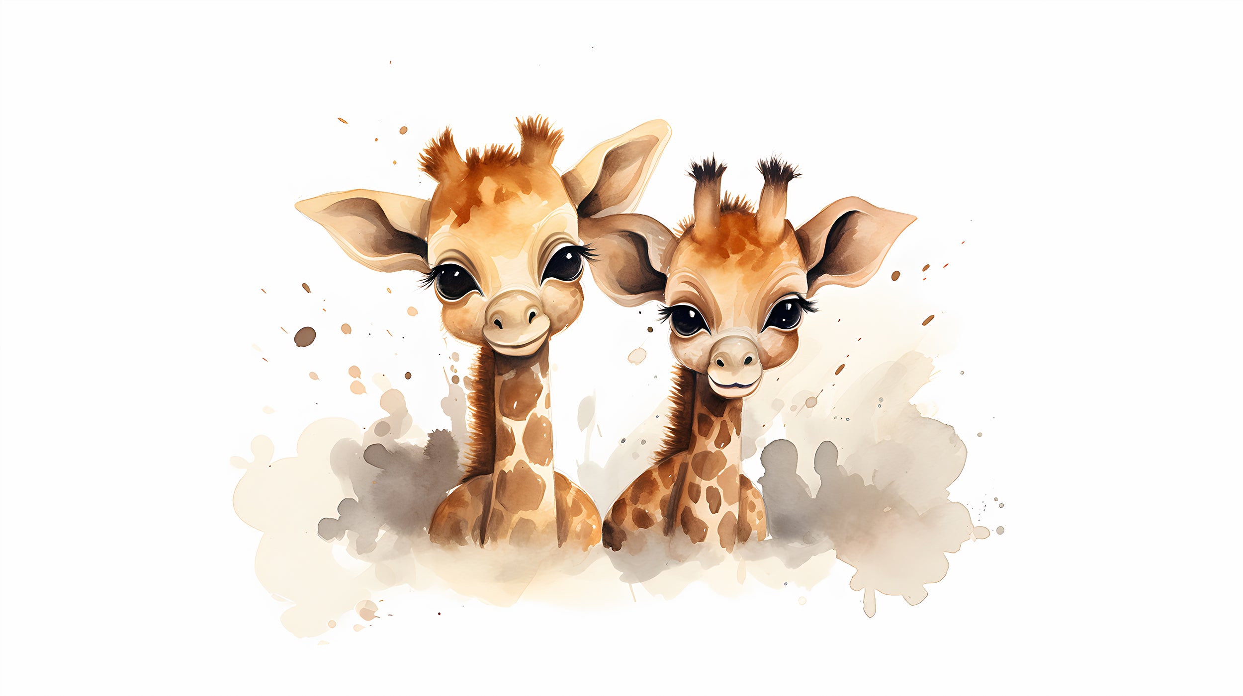 Watercolor Giraffes Nursery Safari Mural
