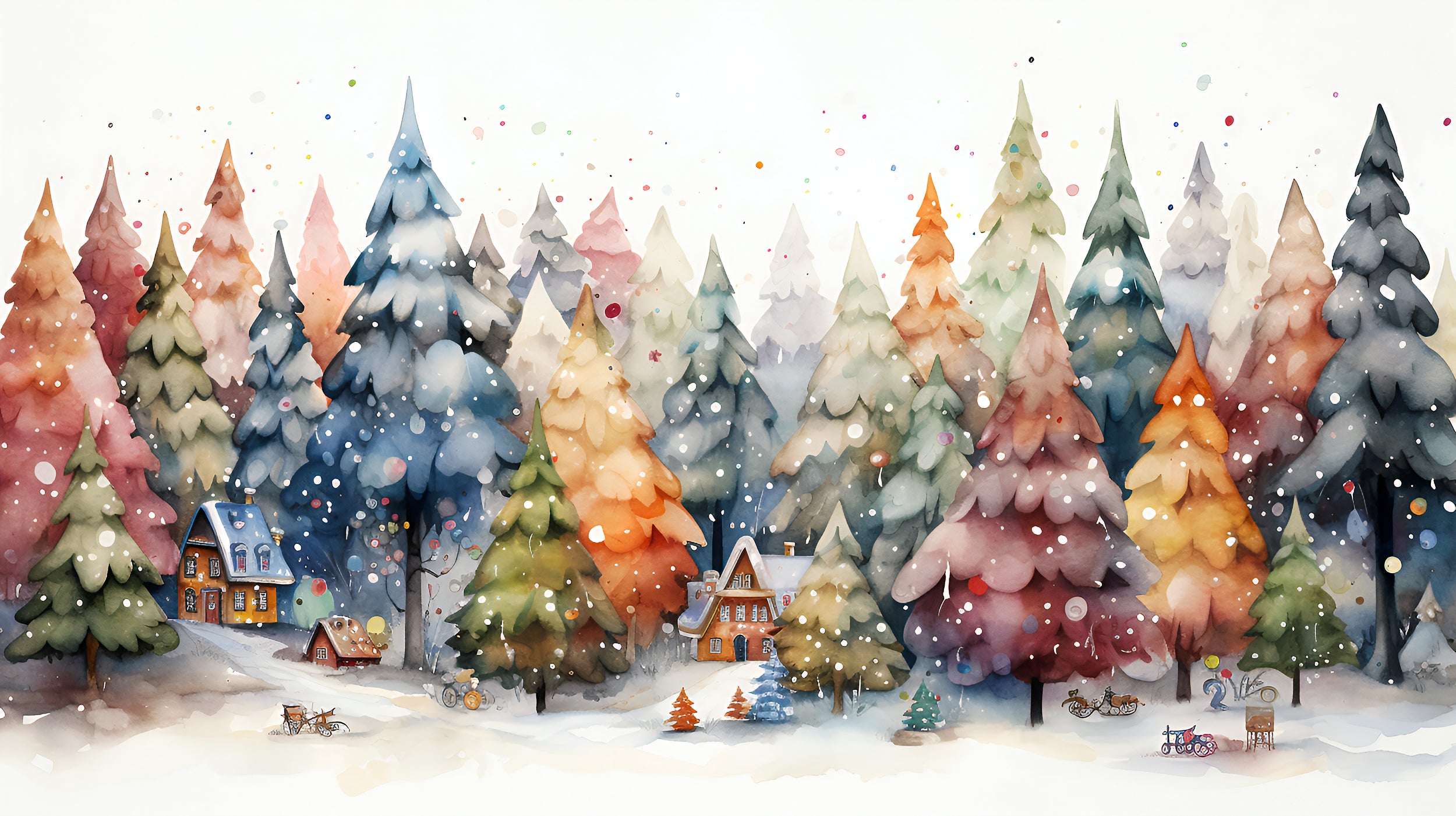 Colorful Forest Wallpaper for the Holidays