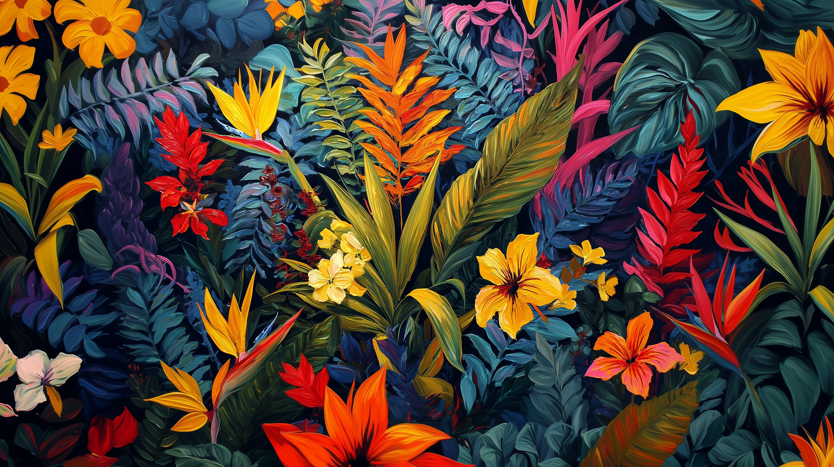 Botanical mural with exotic flowers

Peel and stick floral wallpaper