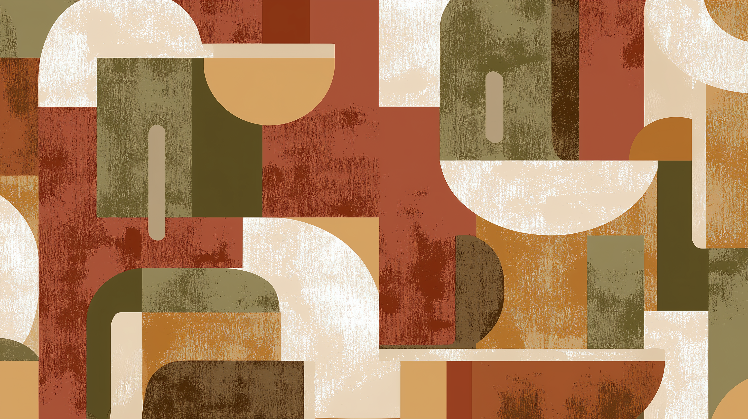 geometric shape wall mural in warm tones
retro color block mural wallpaper