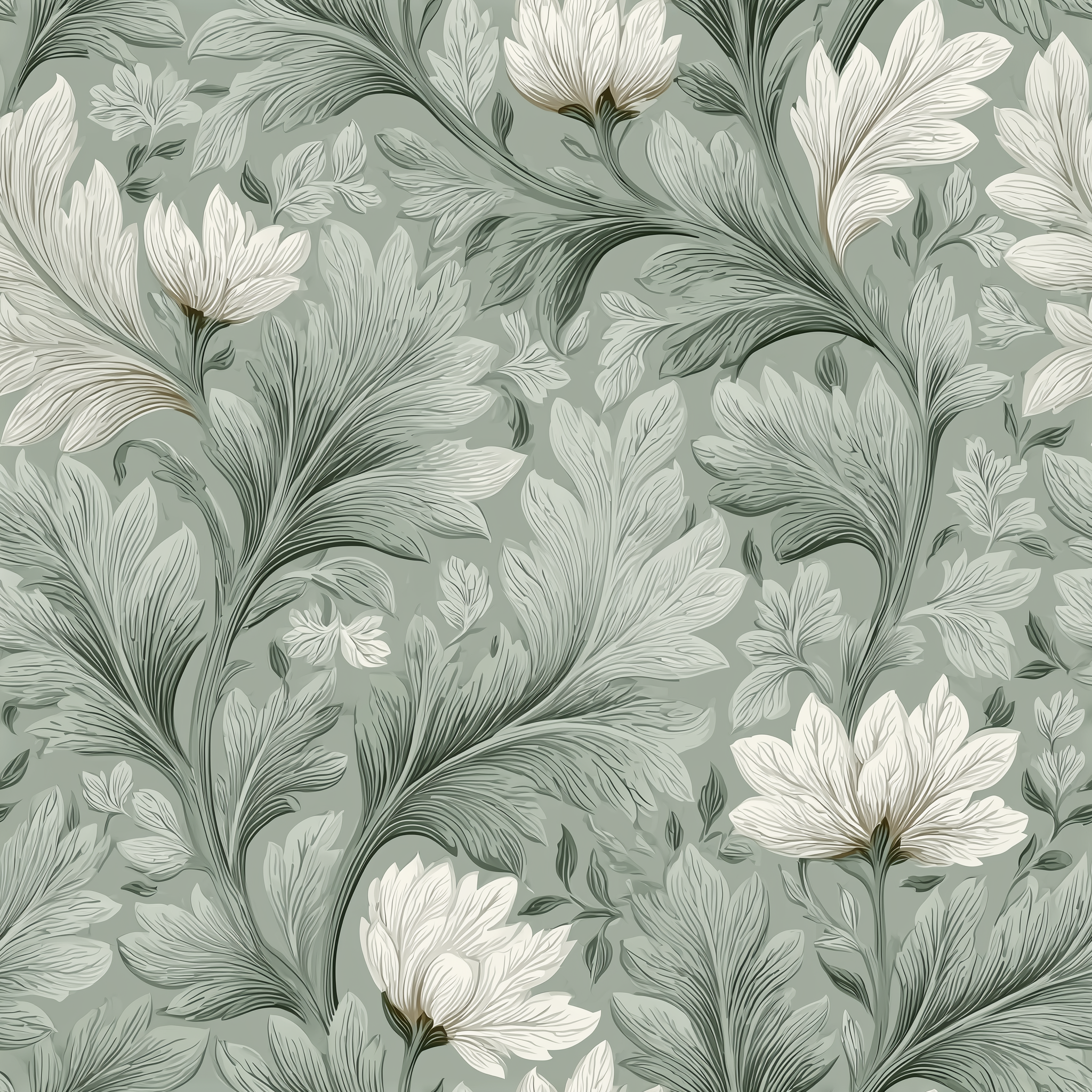 Elegant foliage wallpaper in sage tones

Hand drawn flower wallpaper design