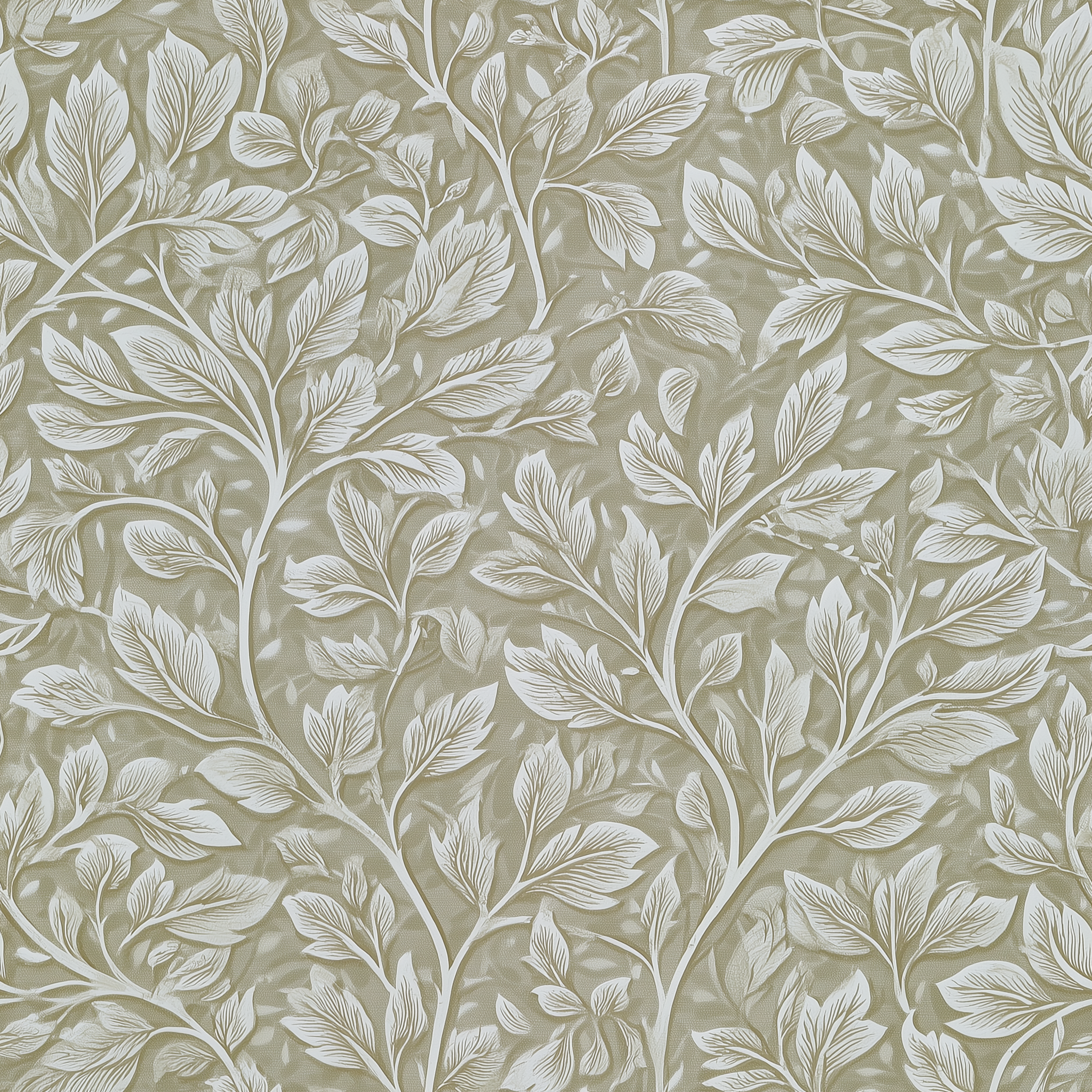 Vintage leaf and flower wall design

Soft green wallpaper with foliage print