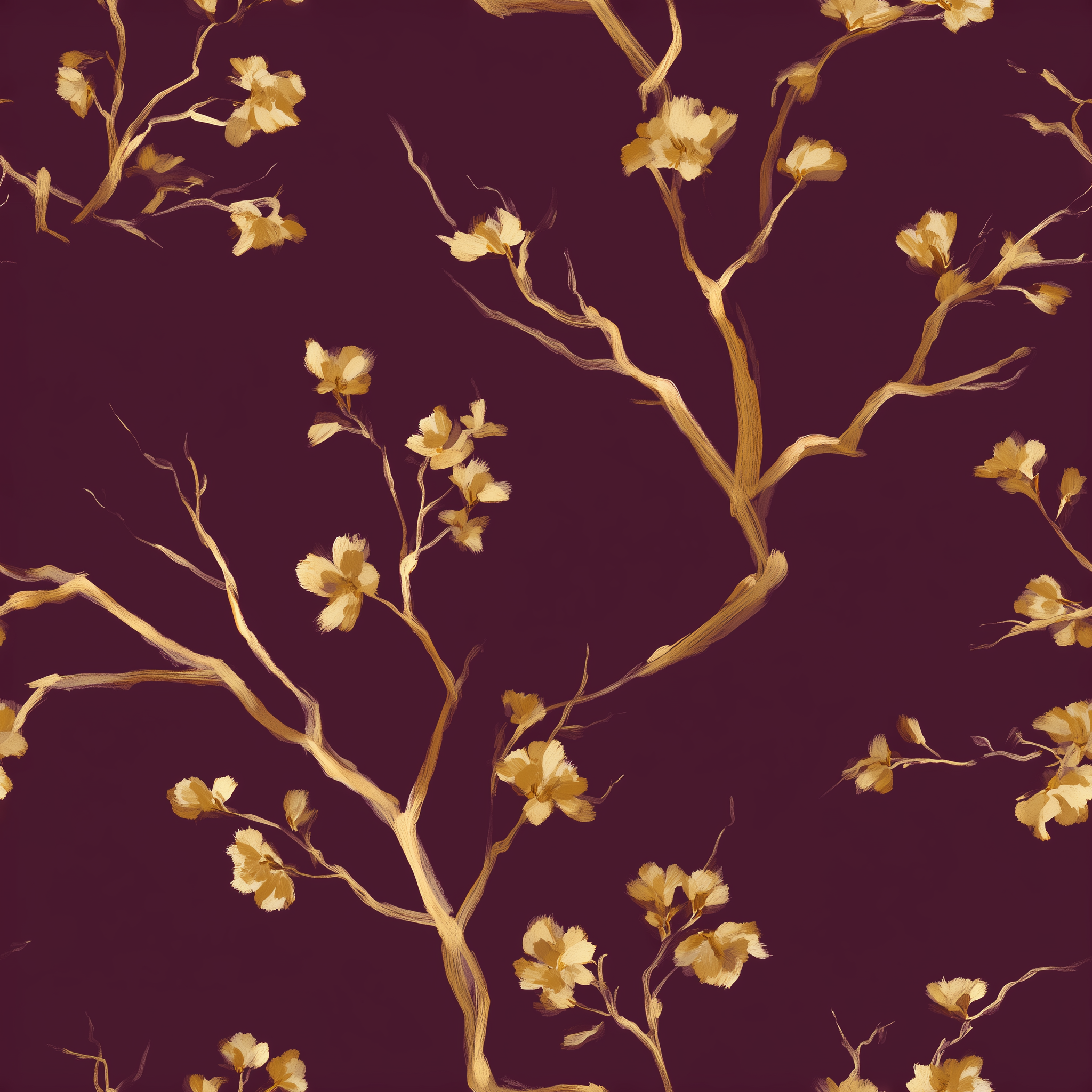 Hand painted blossom wallpaper design

Elegant floral mural in warm tones