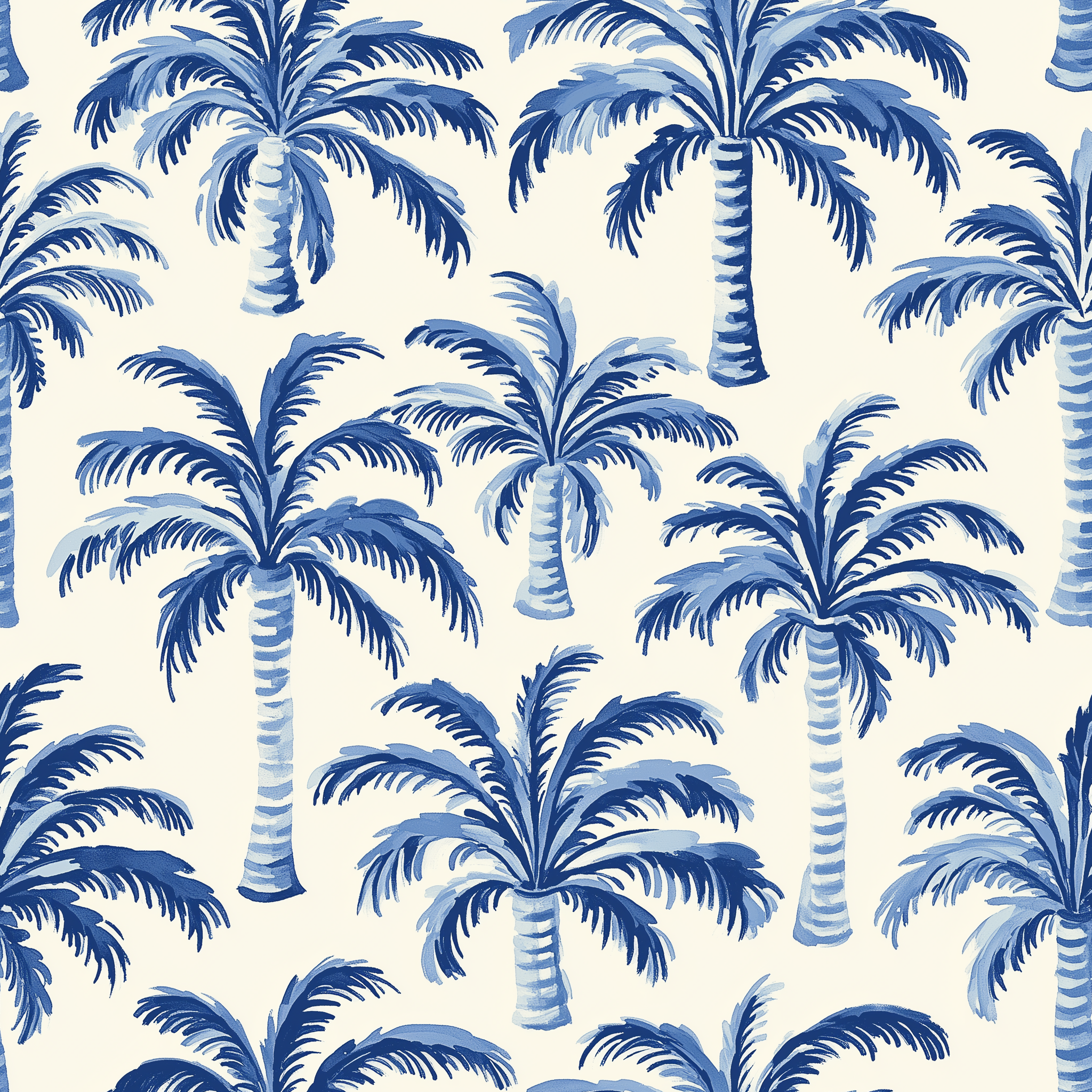 Removable coastal wallpaper for living rooms and bedrooms
Blue palm trees pattern wallpaper for tropical interiors