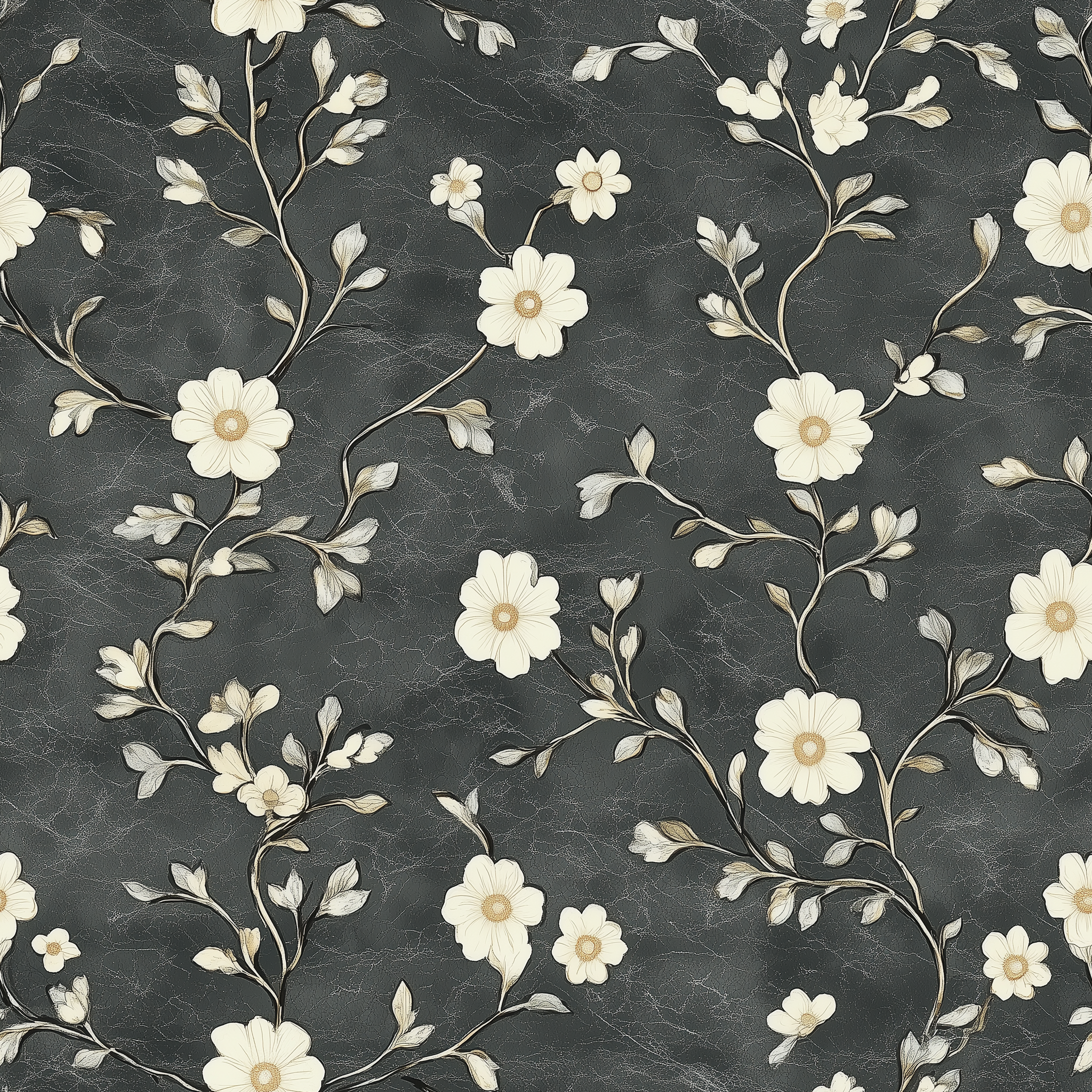 White blossom branches on grey wallpaper for sophisticated spaces
Easy-to-remove floral wallpaper for accent walls