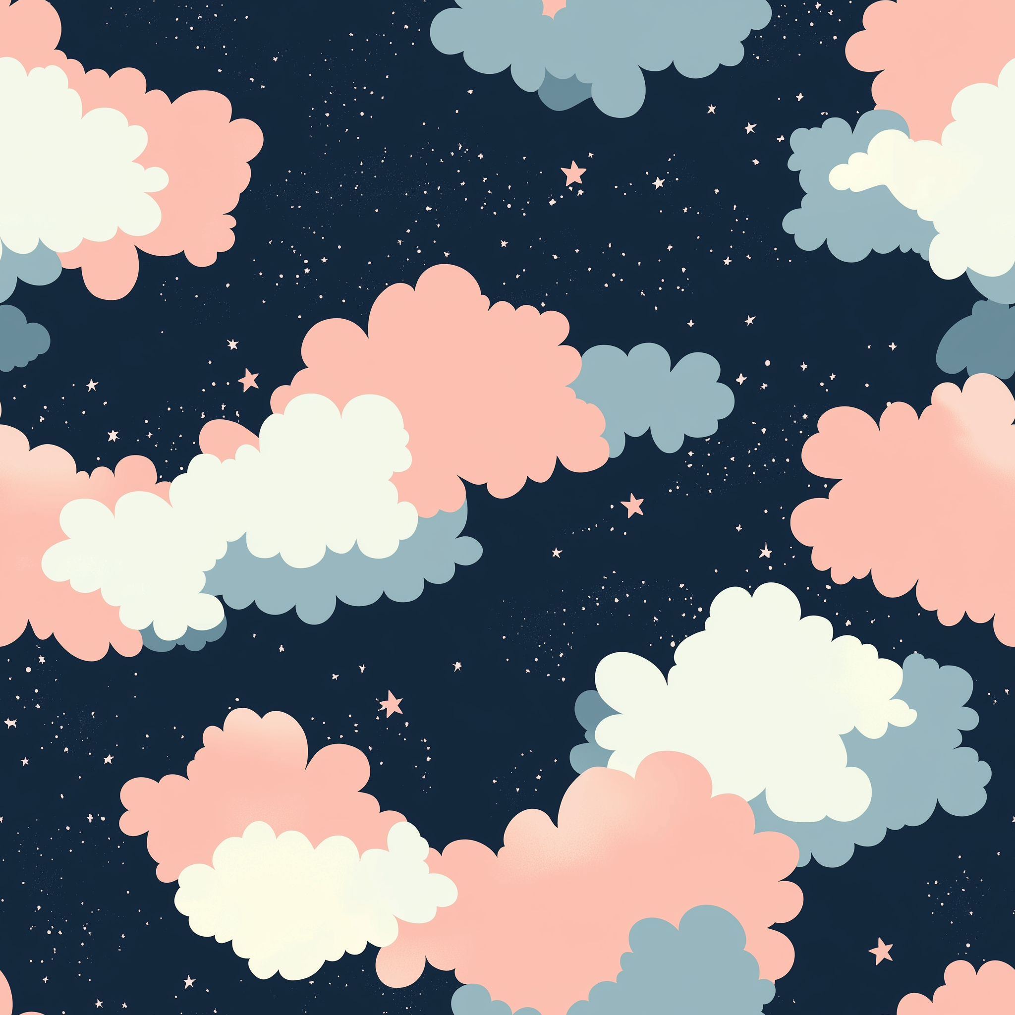 Dark sky wallpaper with pastel clouds for kids' rooms
Easy-to-remove starry night wallpaper for nurseries