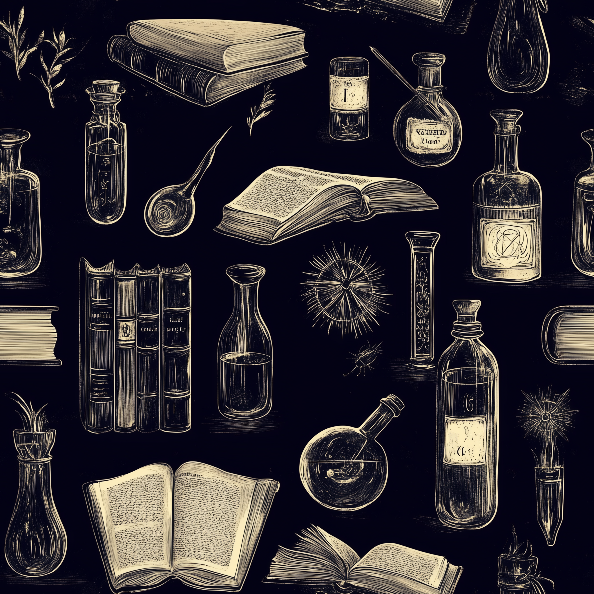 Dark chemistry-themed wallpaper for study rooms
Alchemical symbols wallpaper for dark academic interiors