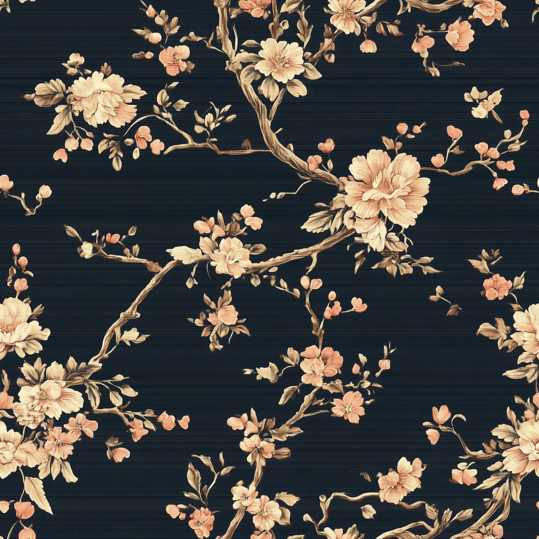 Navy background wallpaper with gold floral branches
Elegant gold blossom wallpaper for refined home spaces