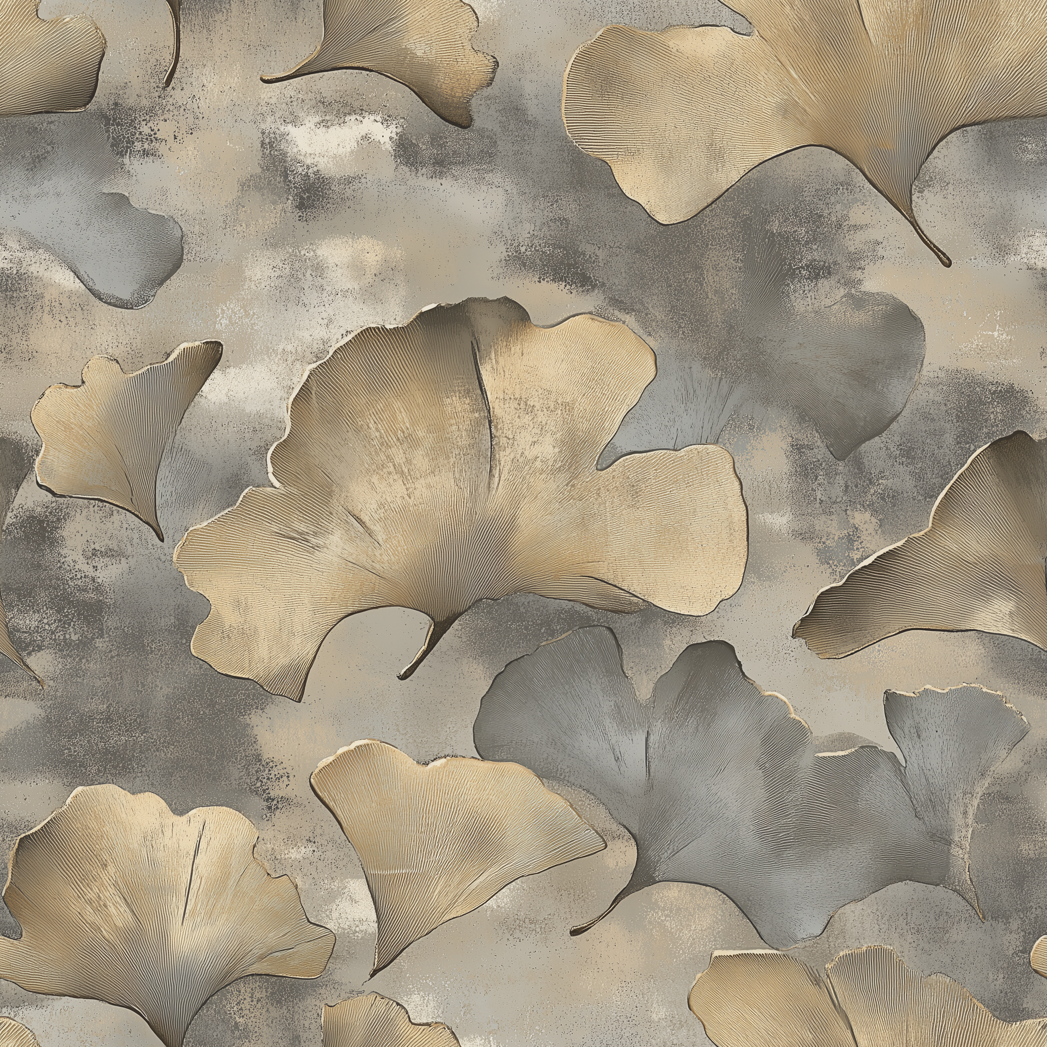 Modern botanical wallpaper with subtle ginkgo leaf pattern
Removable wallpaper with beige and grey botanical art