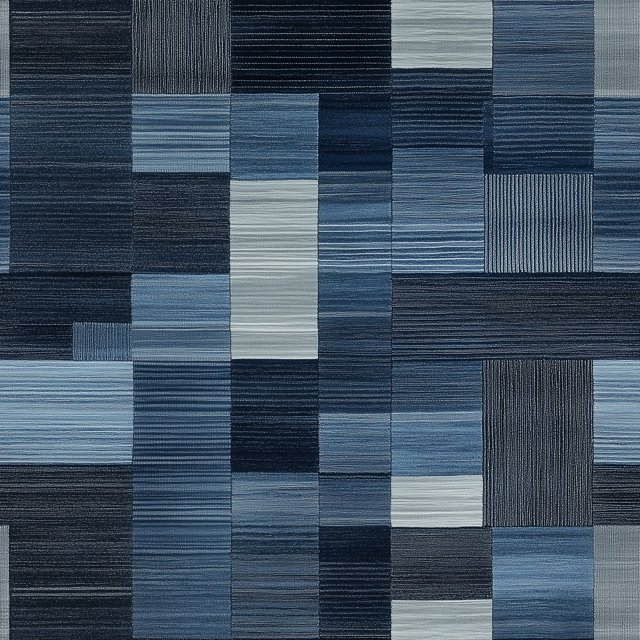 Dark Blue and Grey Squares Contemporary Wallpaper, Peel and Stick Geometric Scandinavian Wallpaper