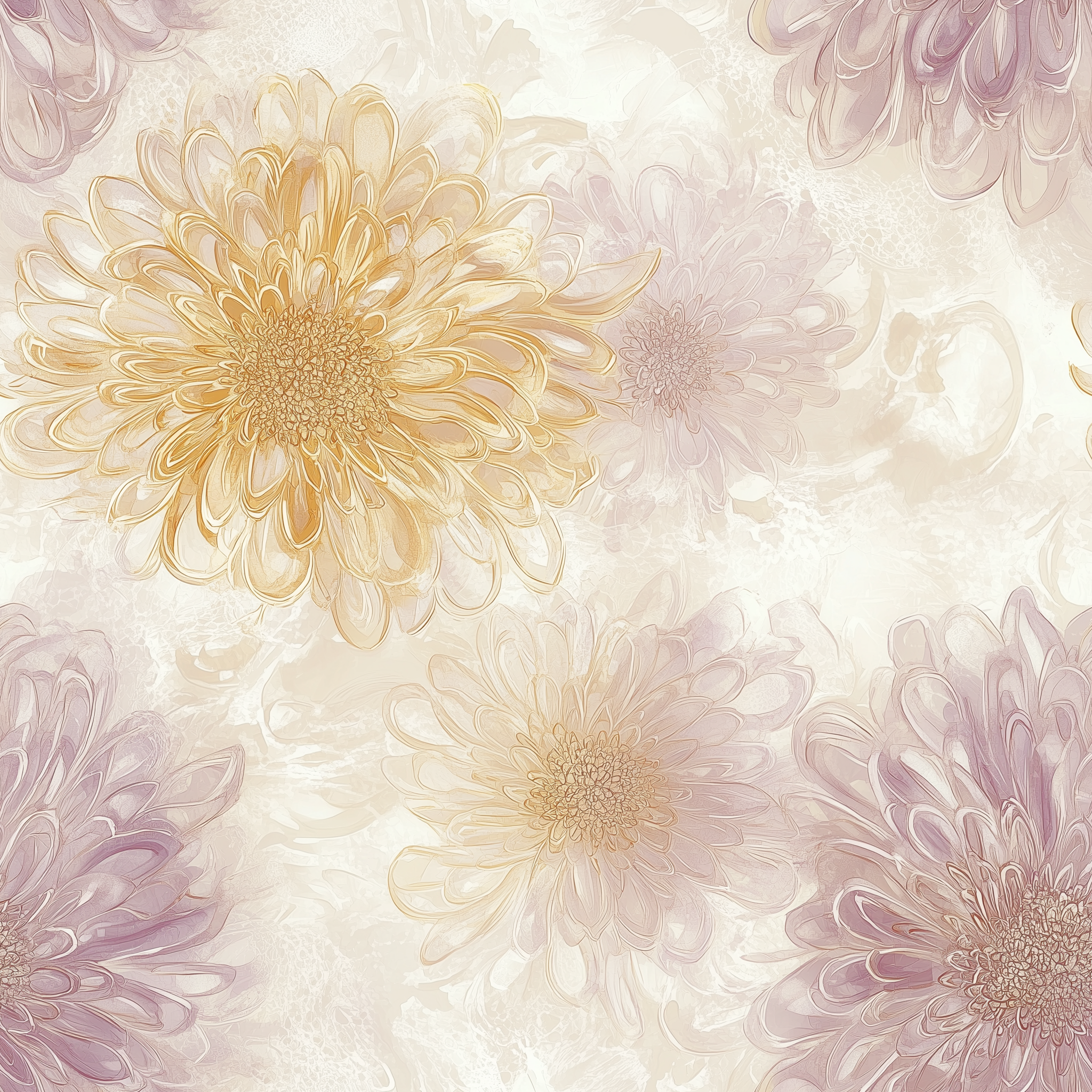 Removable floral wallpaper for airy wall decor
Pink and yellow chrysanthemum wallpaper for soft interiors